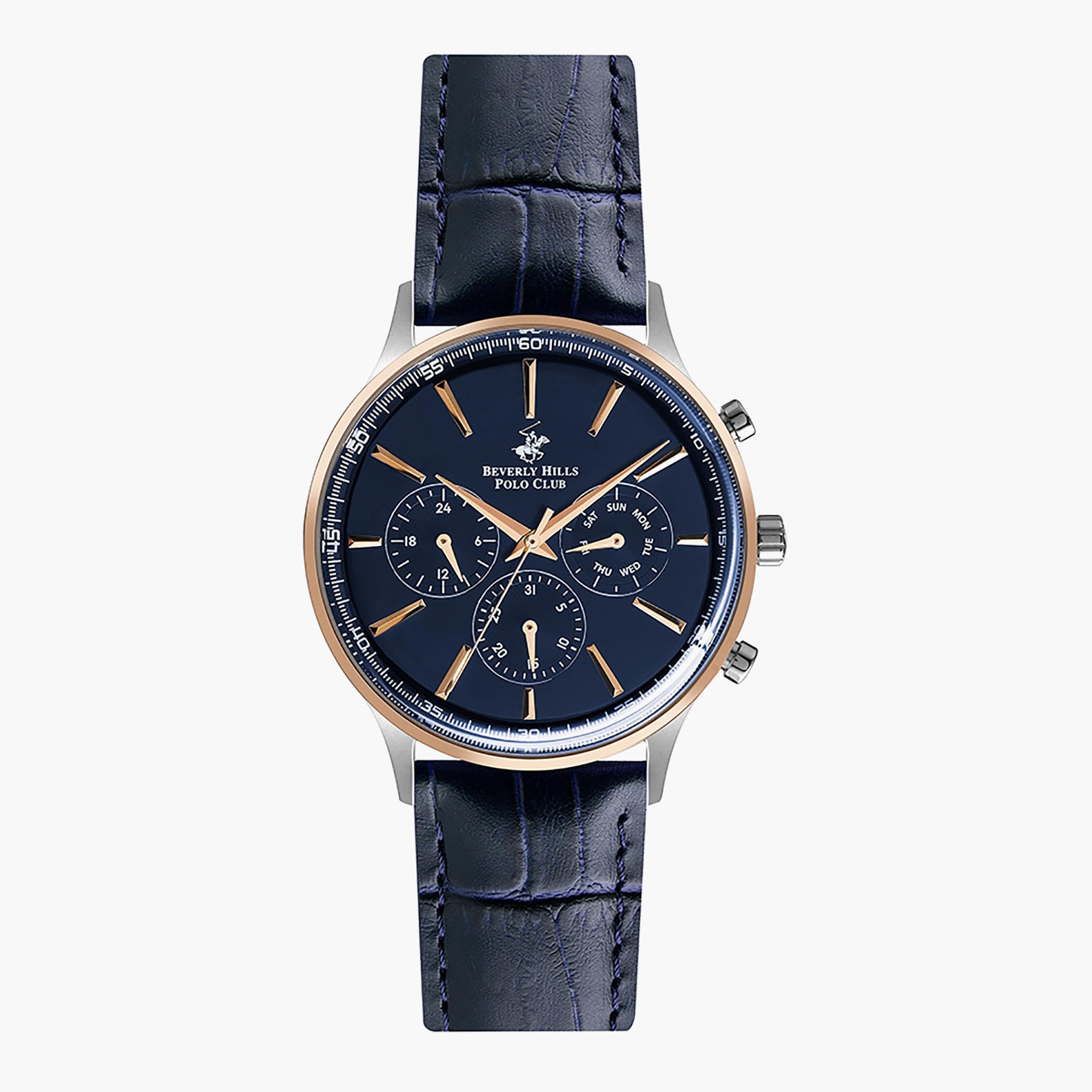 Beverly Hills Polo Club Men Blue Chronograph Leather Strap Watch - BP3111X.599-men-watchesandjewellery-watches-image-1
