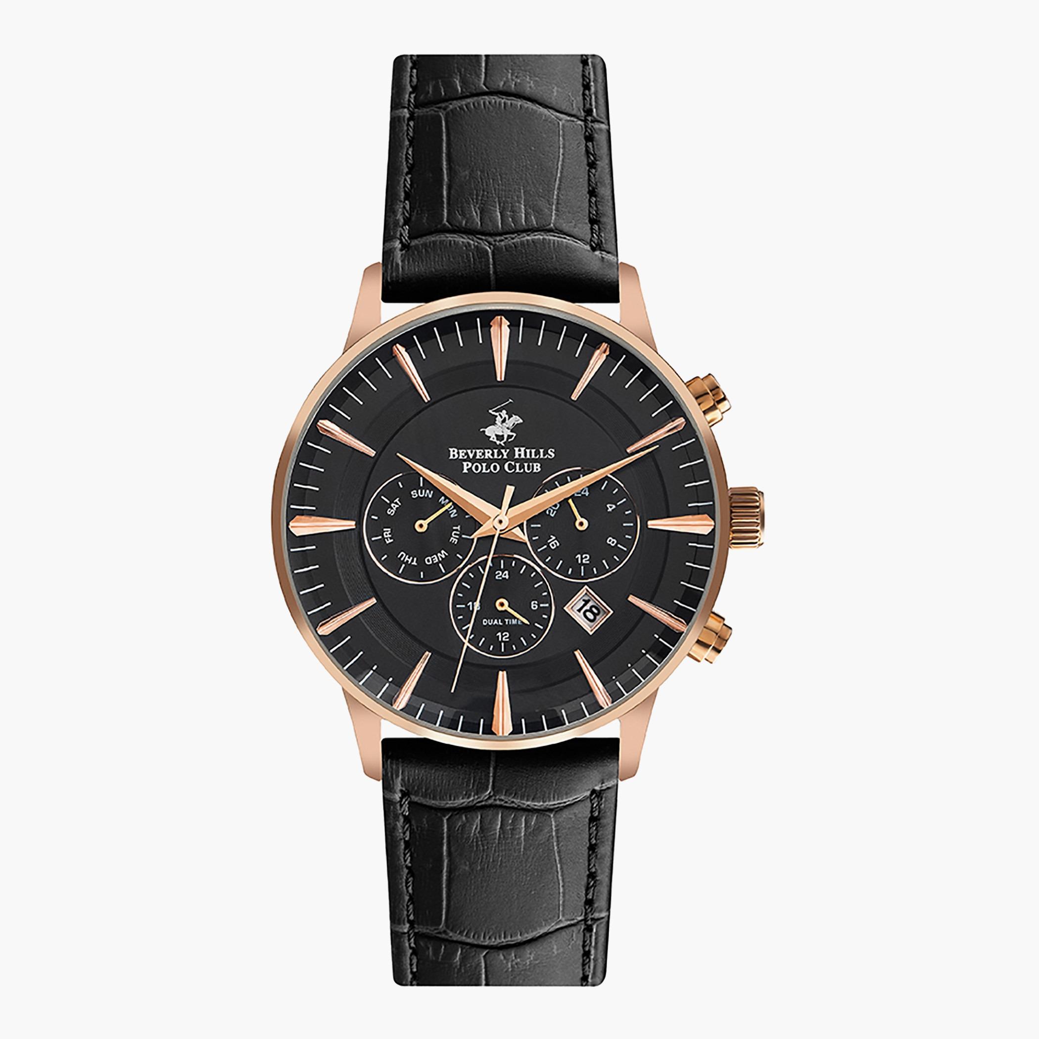 BP3121X.451- راقب حزام جلد كرونوغراف أسود ملك الرجال بيفرلي هيلز بولو كلوب-men-watchesandjewellery-watches-image-1