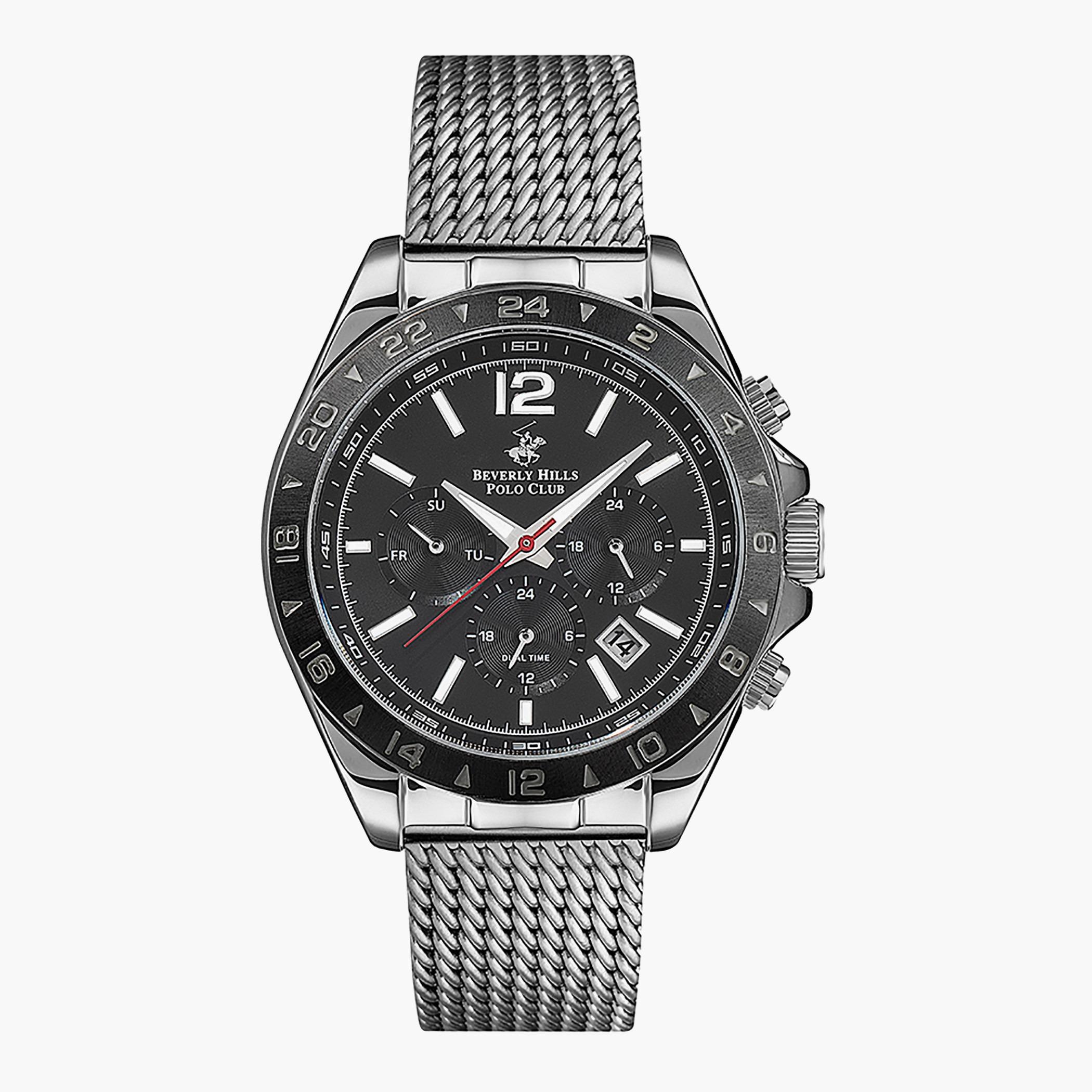 BP3128X.350- راقب حزام ستانليس ستيل كرونوغراف بني ملك الرجال بيفرلي هيلز بولو كلوب-men-watchesandjewellery-watches-image-1
