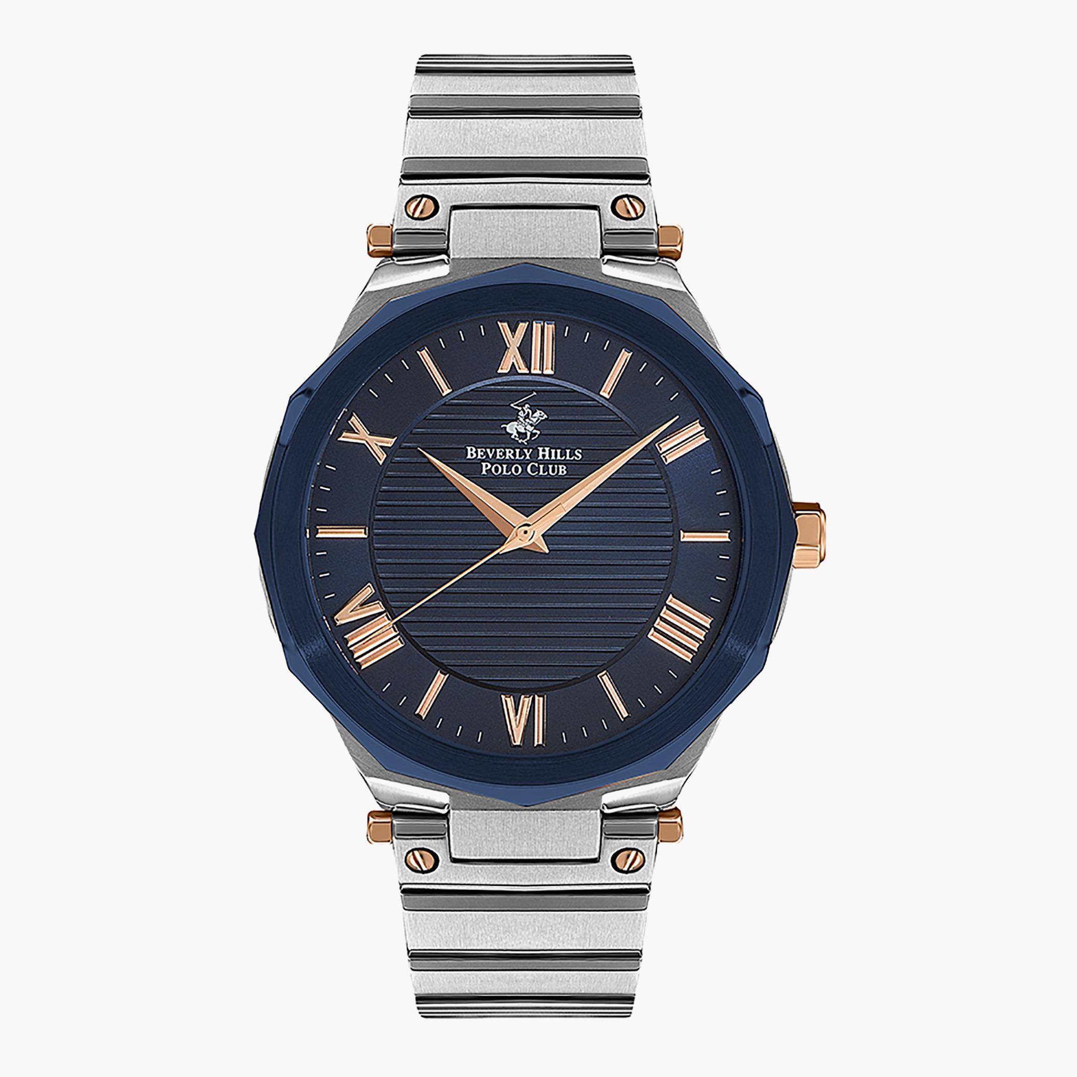 BP3135X.390- راقب حزام ستانليس ستيل تناظرية بني ملك الرجال بيفرلي هيلز بولو كلوب-men-watchesandjewellery-watches-image-1
