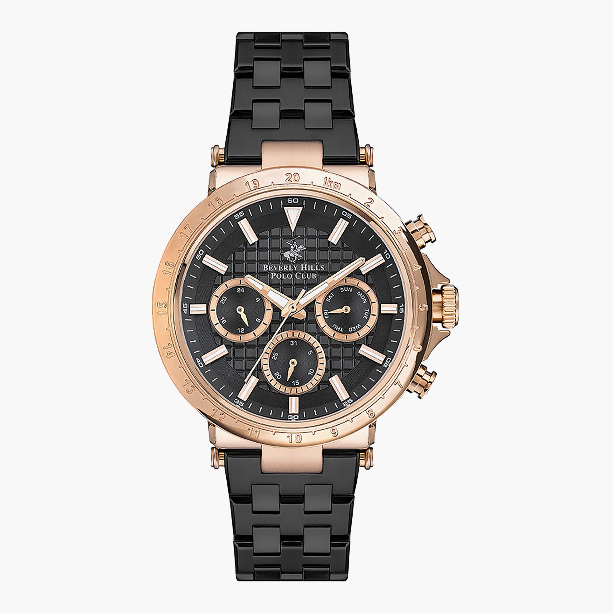 Beverly Hills Polo Club Men Black Chronograph Metal Strap Watch - BP3143X.450-men-watchesandjewellery-watches-image-1