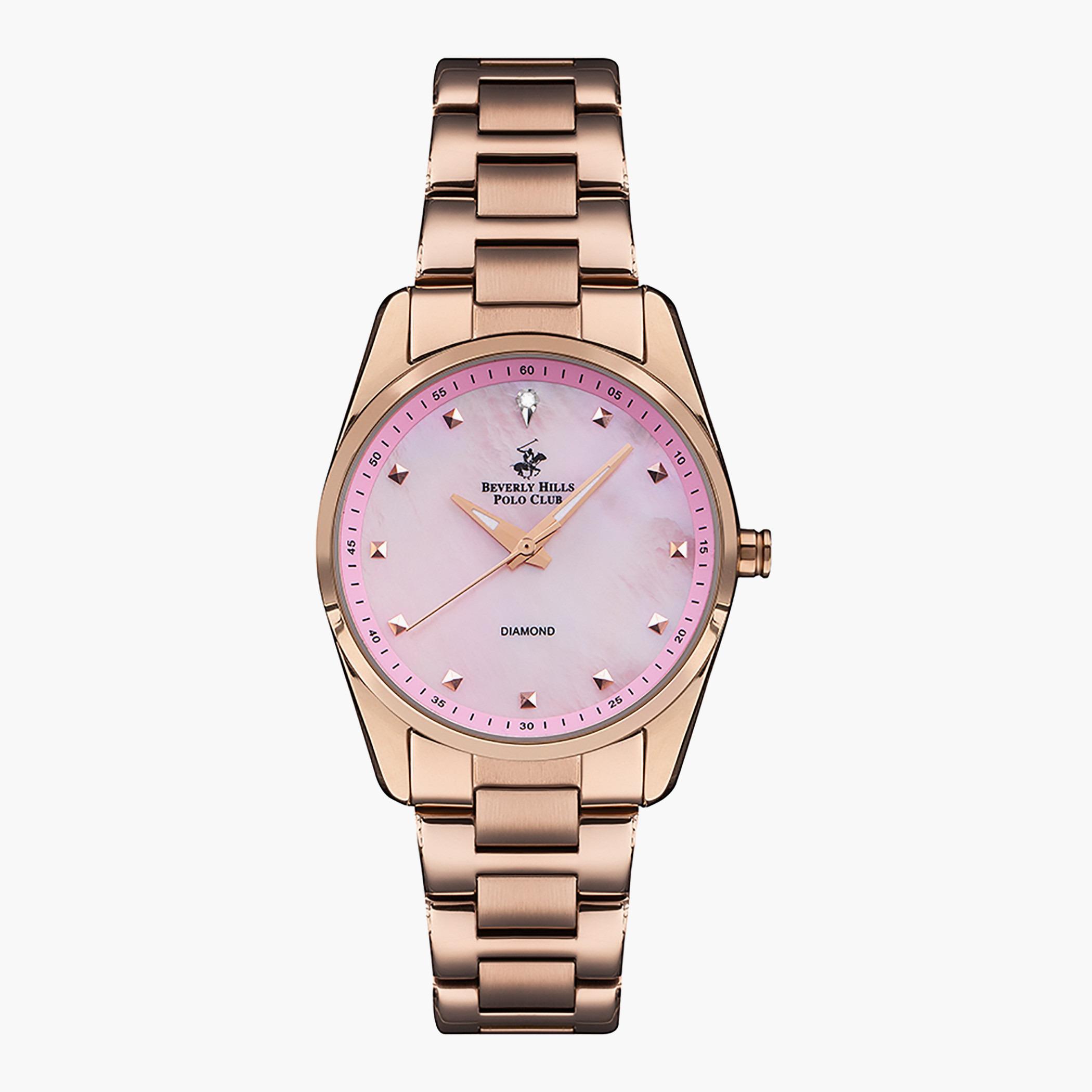 BP3159C.430- راقب حزام معدن تناظرية ذهبي وردي للنساء بيفرلي هيلز بولو كلوب-women-watchesandjewellery-watches-image-1