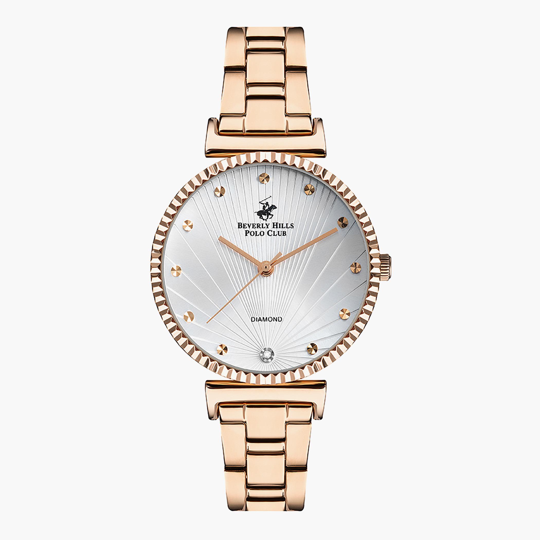 BP3168X.430- راقب حزام ستانليس ستيل تناظرية ذهبي وردي للنساء بيفرلي هيلز بولو كلوب-women-watchesandjewellery-watches-image-1