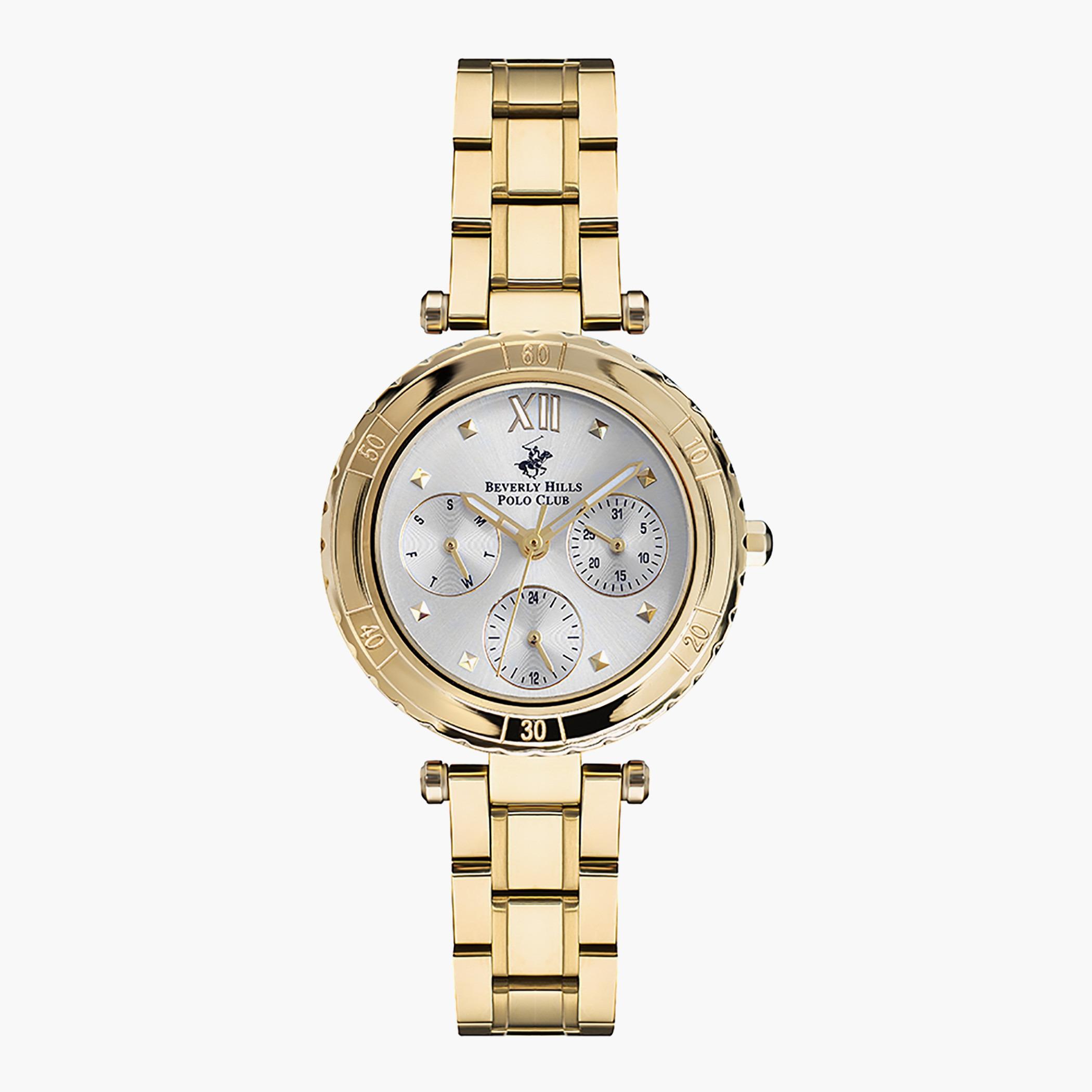 BP3176X.130- راقب حزام معدن تناظرية ذهبي للنساء بيفرلي هيلز بولو كلوب-women-watchesandjewellery-watches-image-1