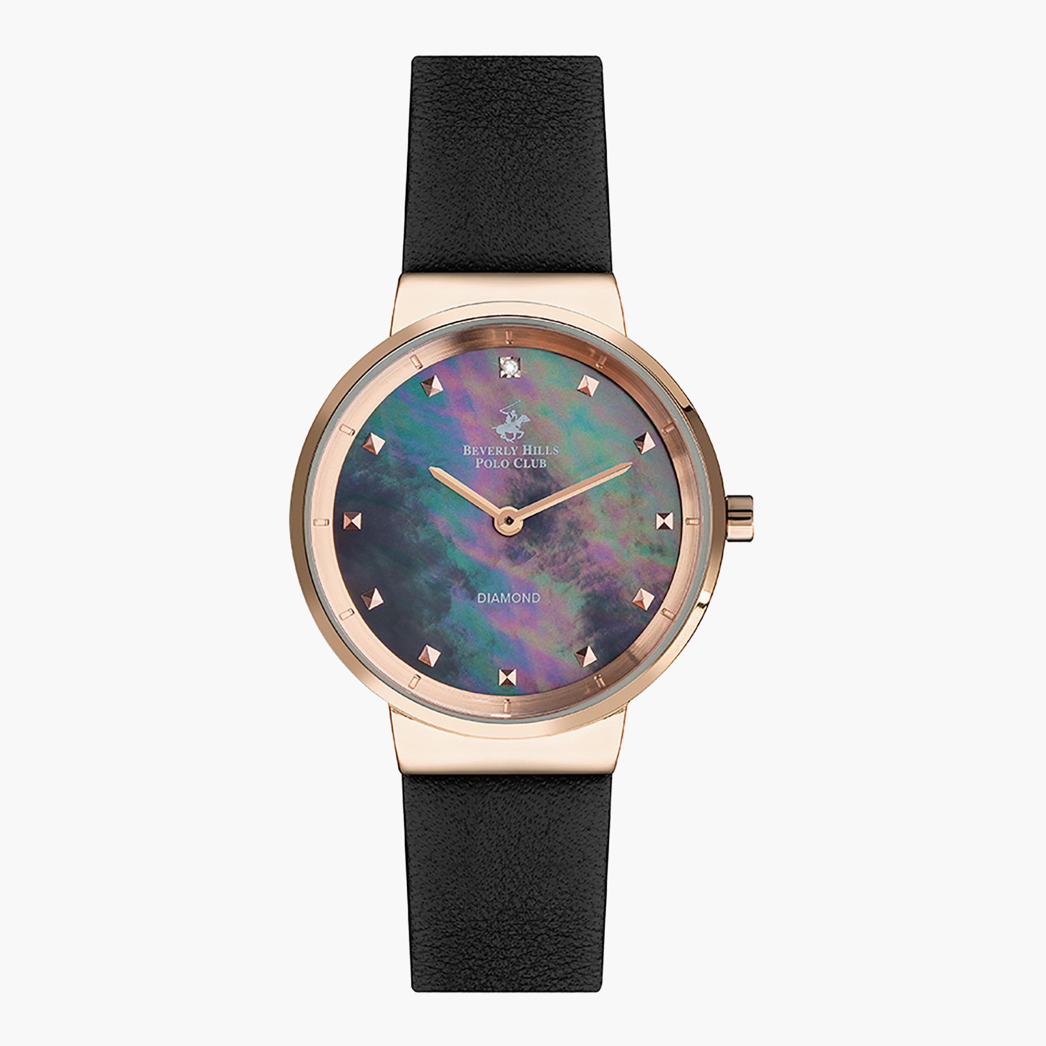 BP3181C.451- راقب حزام جلد تناظرية أسود للنساء بيفرلي هيلز بولو كلوب-women-watchesandjewellery-watches-image-1