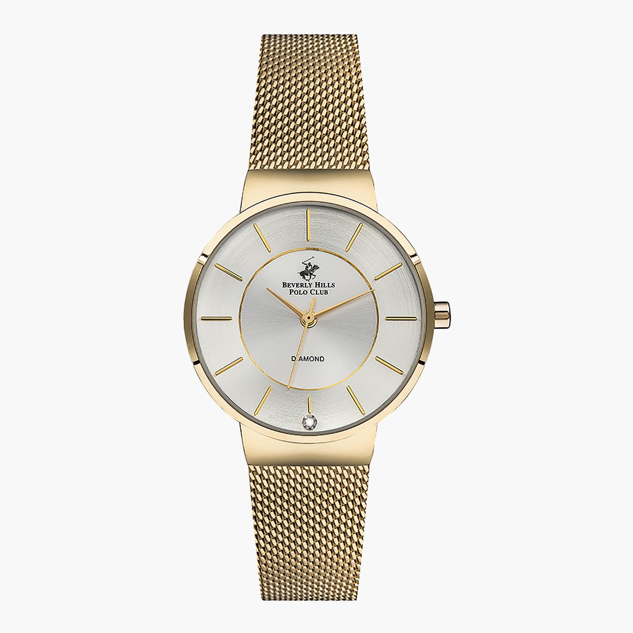 BP3186X.130- راقب حزام ستانليس ستيل تناظرية ذهبي للنساء بيفرلي هيلز بولو كلوب-women-watchesandjewellery-watches-image-1