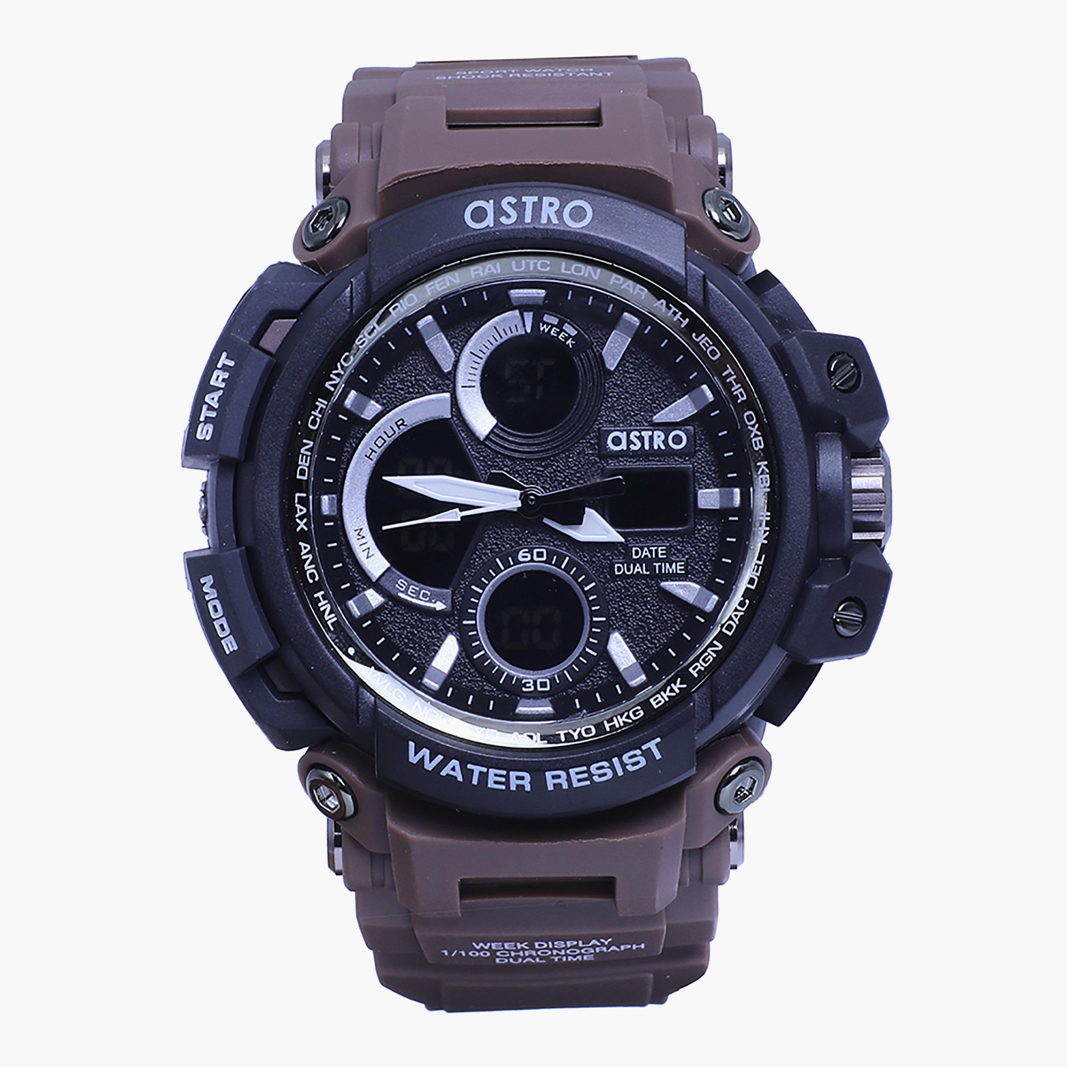 A20807-COFFEE- راقب حزام لدائن تناظرية/ رقمية بنى للرجال أسترو-men-watchesandjewellery-watches-image-1