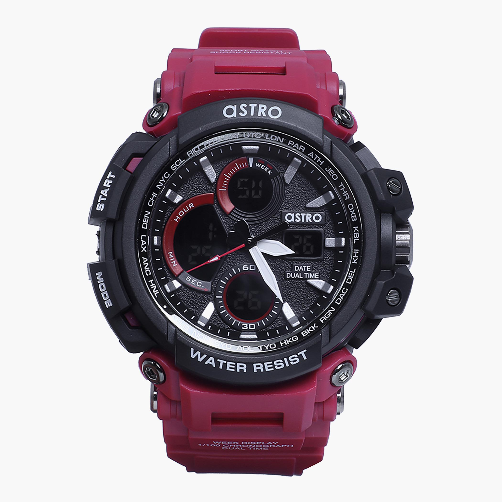 A20807-RED- راقب رجال حزام لدائن تناظرية/ رقمية أحمر للرجال أسترو-men-watchesandjewellery-watches-image-1