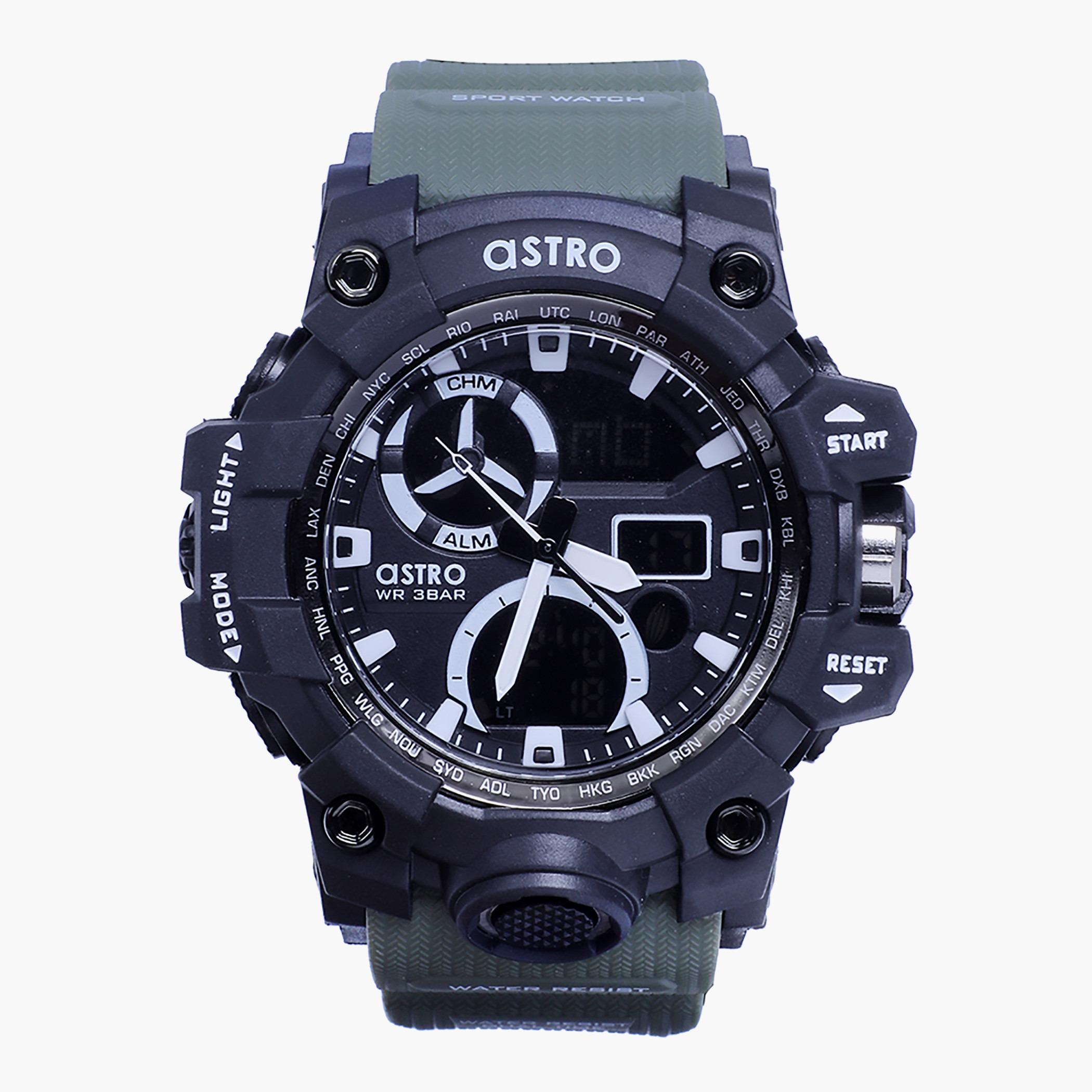 A20808-ARMYGREEN- راقب حزام لدائن تناظرية/ رقمية أخضر للرجال أسترو-men-watchesandjewellery-watches-image-1