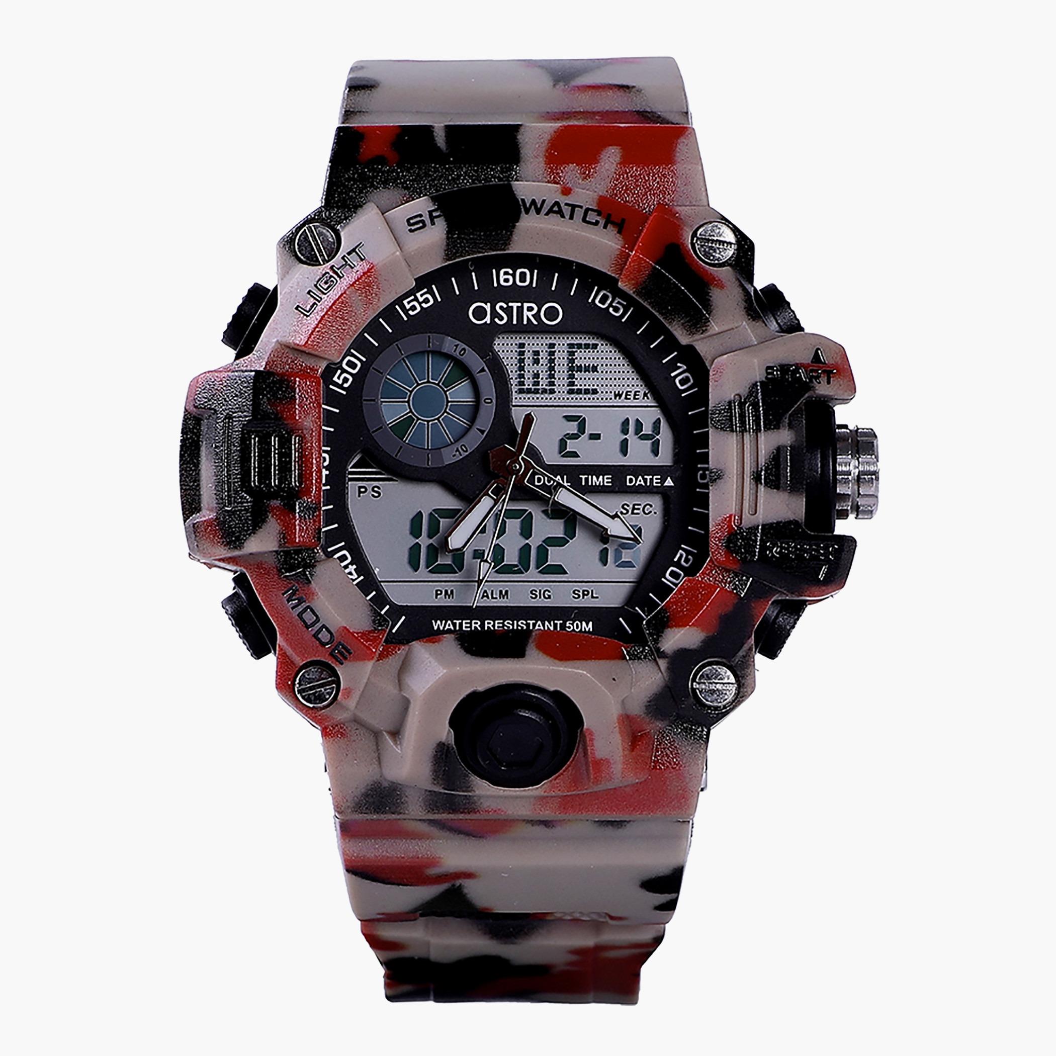 A20902-PPRB- راقب حزام لدائن تناظرية/ رقمية متعدد الألوان للرجال أسترو-men-watchesandjewellery-watches-image-1
