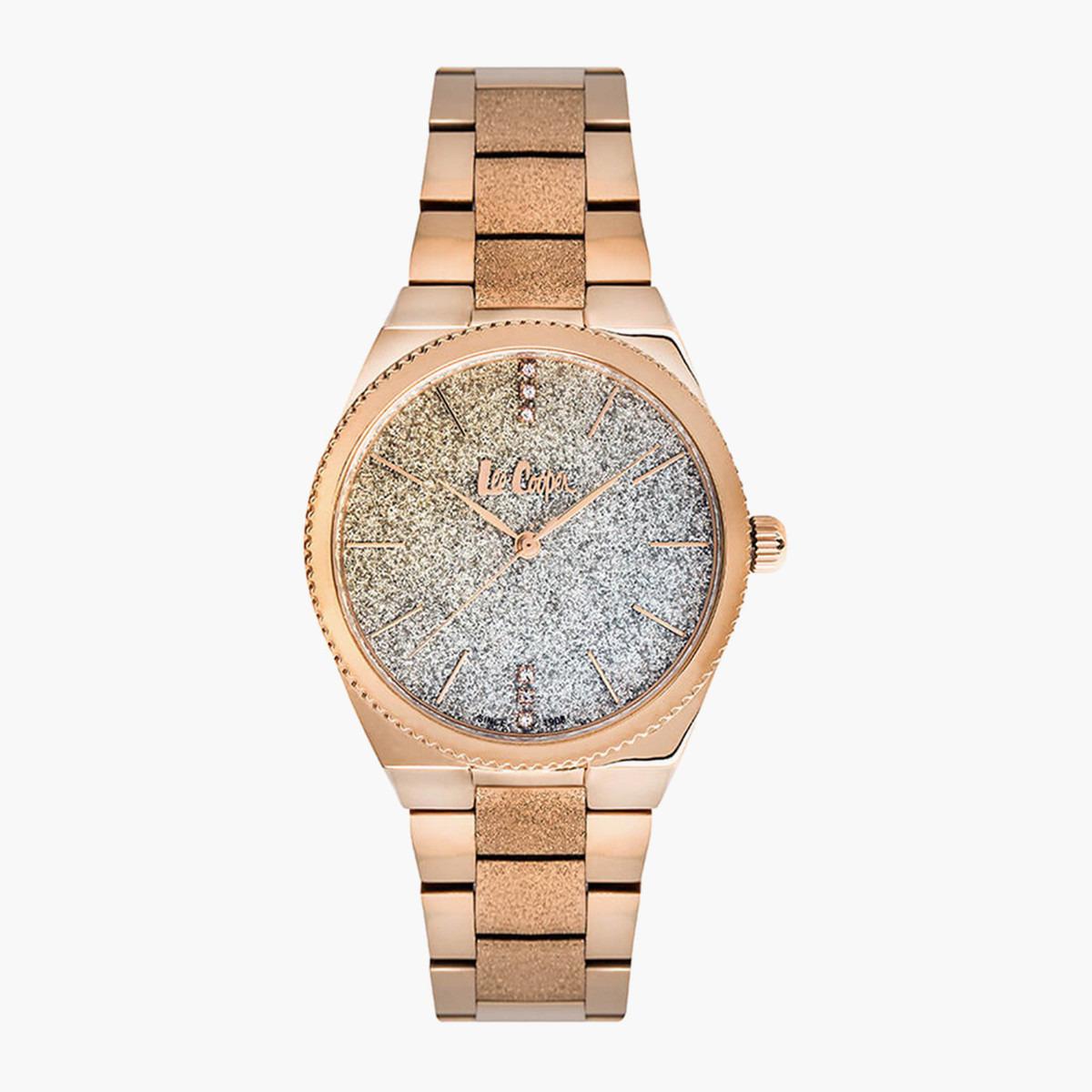LC06966.440- راقب حزام ستانليس ستيل تناظرية ذهبي وردي للنساء لي كوبر-women-watchesandjewellery-watches-image-1
