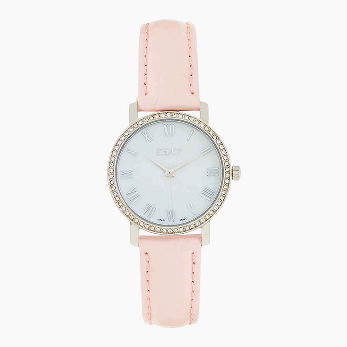 E9503-SLPMS- راقب حزام جلد تناظرية لون القرنفل للنساء اكستازي-women-watchesandjewellery-watches-image-1