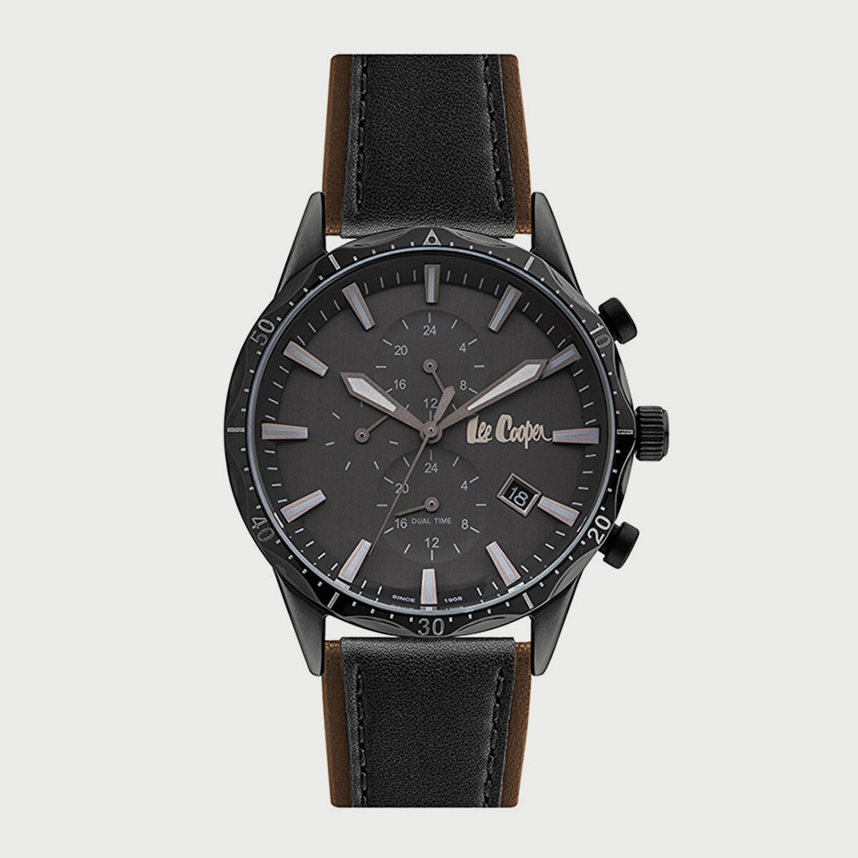 ساعة لي كوبر كرونوغراف بسوار جلدي اسود للرجال - LC06957.061-men-watchesandjewellery-watches-image-1