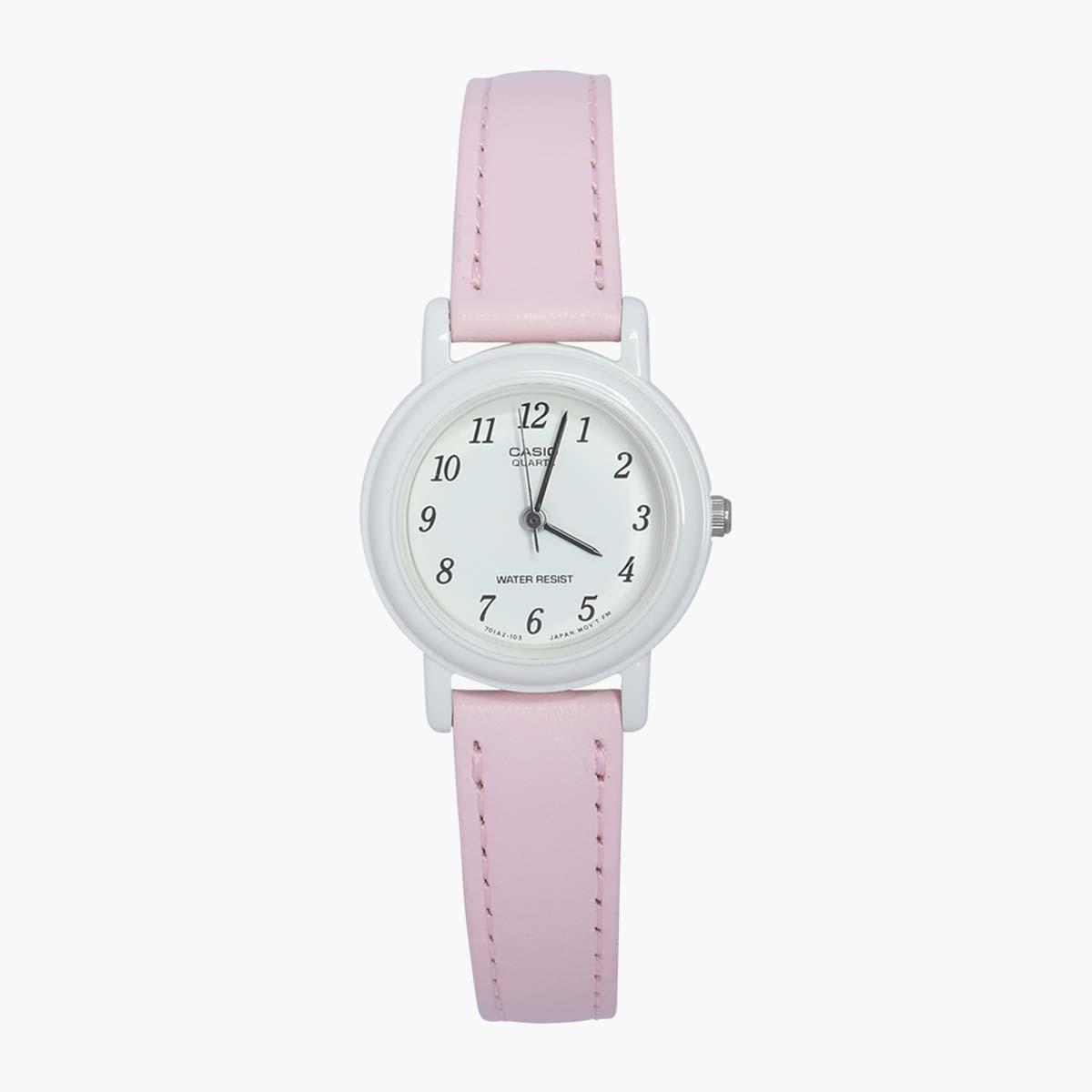 LQ-139L-4B1DF- راقب حزام جلد تناظرية لون القرنفل للنساء كاسيو-women-watchesandjewellery-watches-image-1