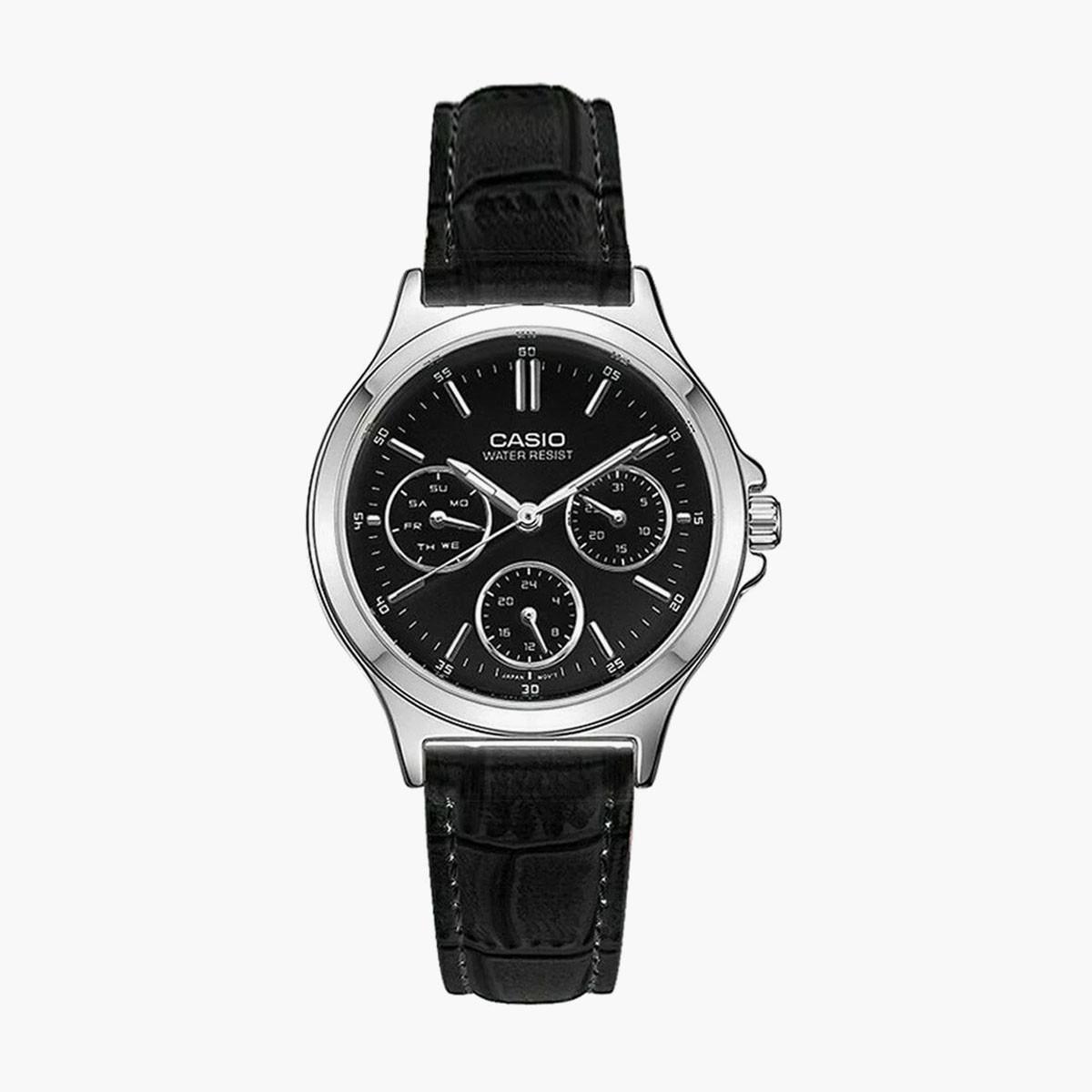 Casio Women's Black Analog Leather Strap Watch -LTP-V300L-1AUDF-women-watchesandjewellery-watches-image-1