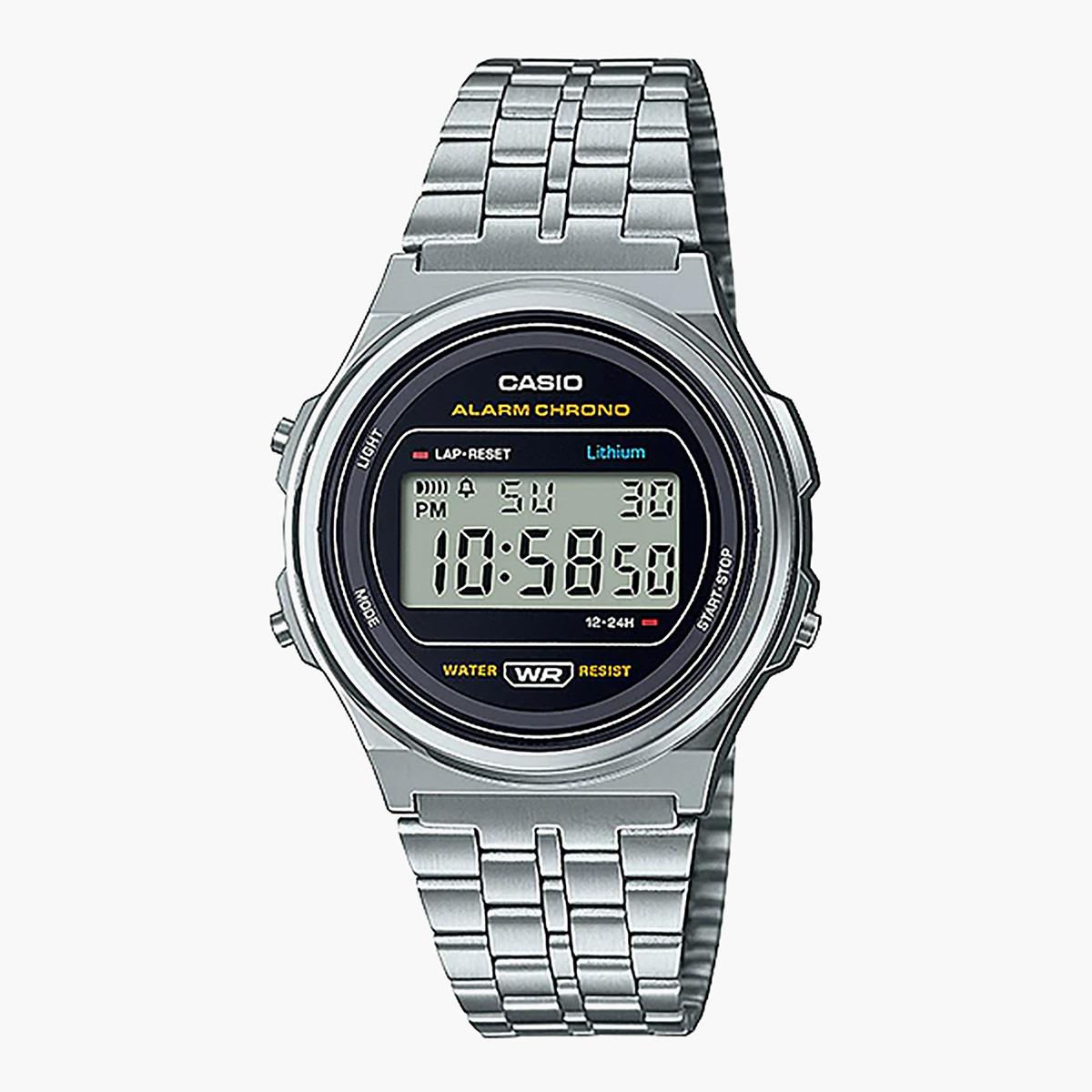 Casio Men's Silver Digital Stainless Steel Strap Watch -A171WE-1ADF-men-watchesandjewellery-watches-image-1