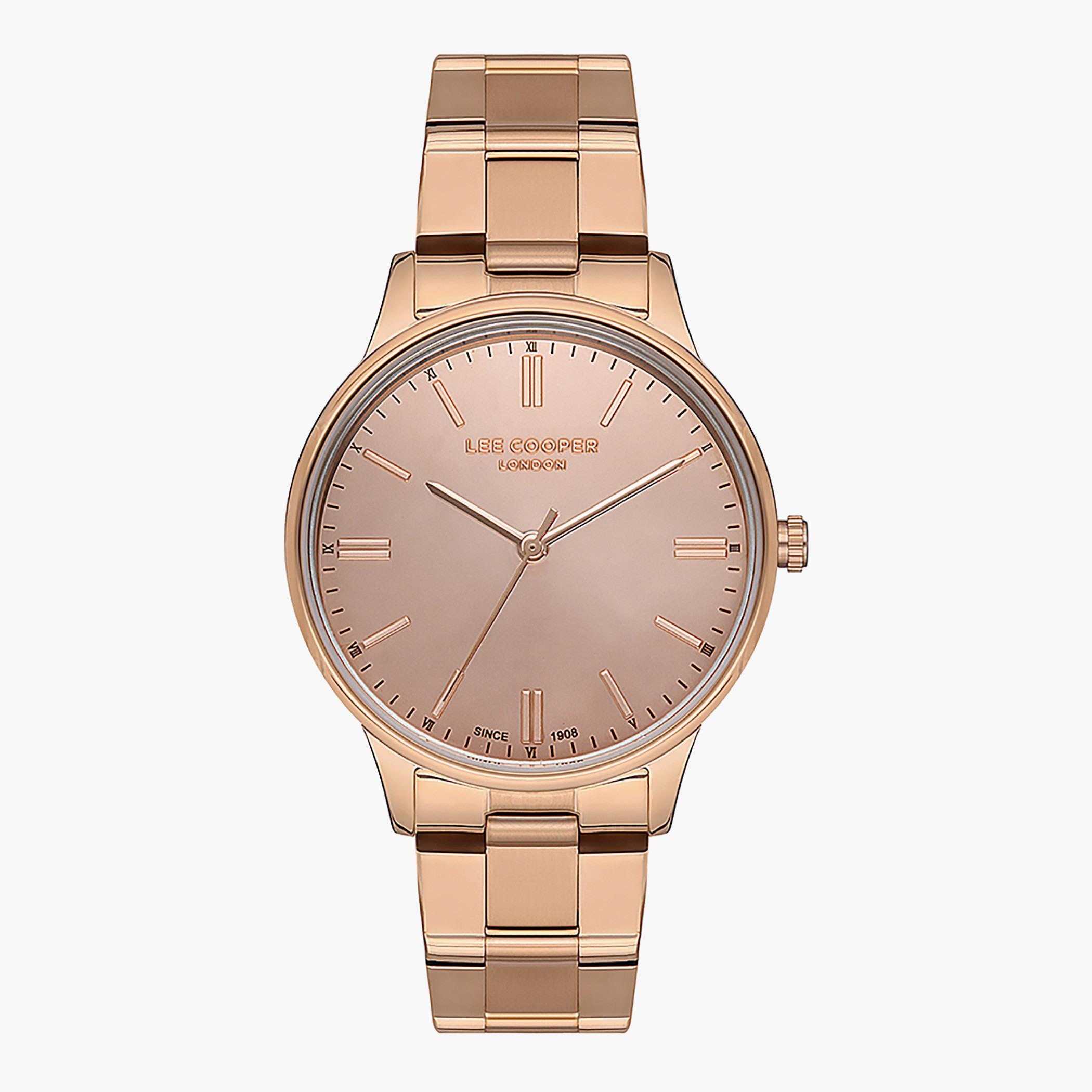 LC07126.410- راقب حزام معدن تناظرية ذهبي وردي للنساء لي كوبر-women-watchesandjewellery-watches-image-1
