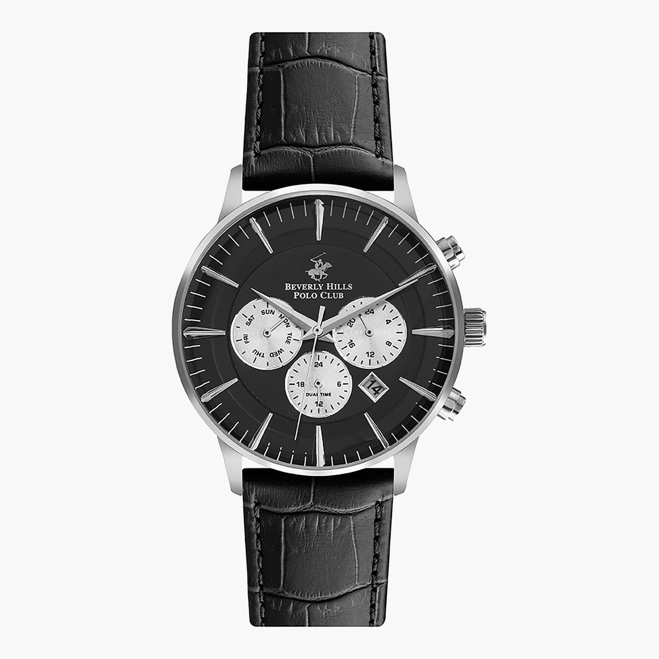 BP3121X.351- راقب حزام جلد كرونوغراف أسود ملك الرجال بيفرلي هيلز بولو كلوب-men-watchesandjewellery-watches-image-1