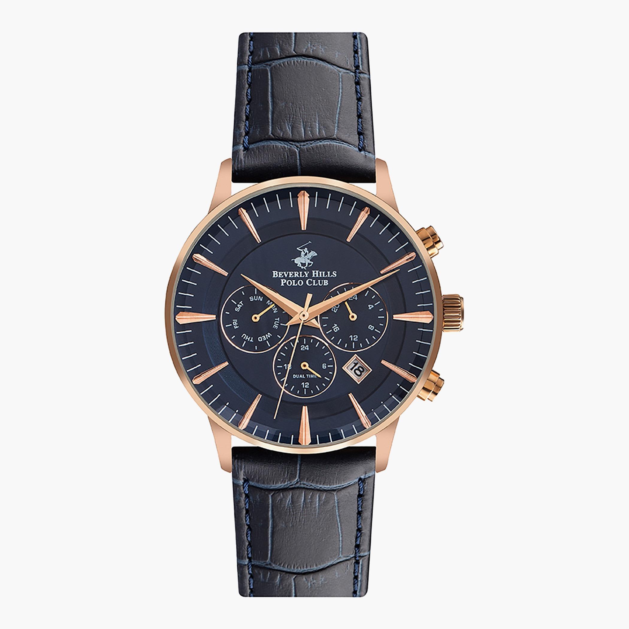 BP3121X.499- راقب حزام جلد كرونوغراف أزرق ملك الرجال بيفرلي هيلز بولو كلوب-men-watchesandjewellery-watches-image-1
