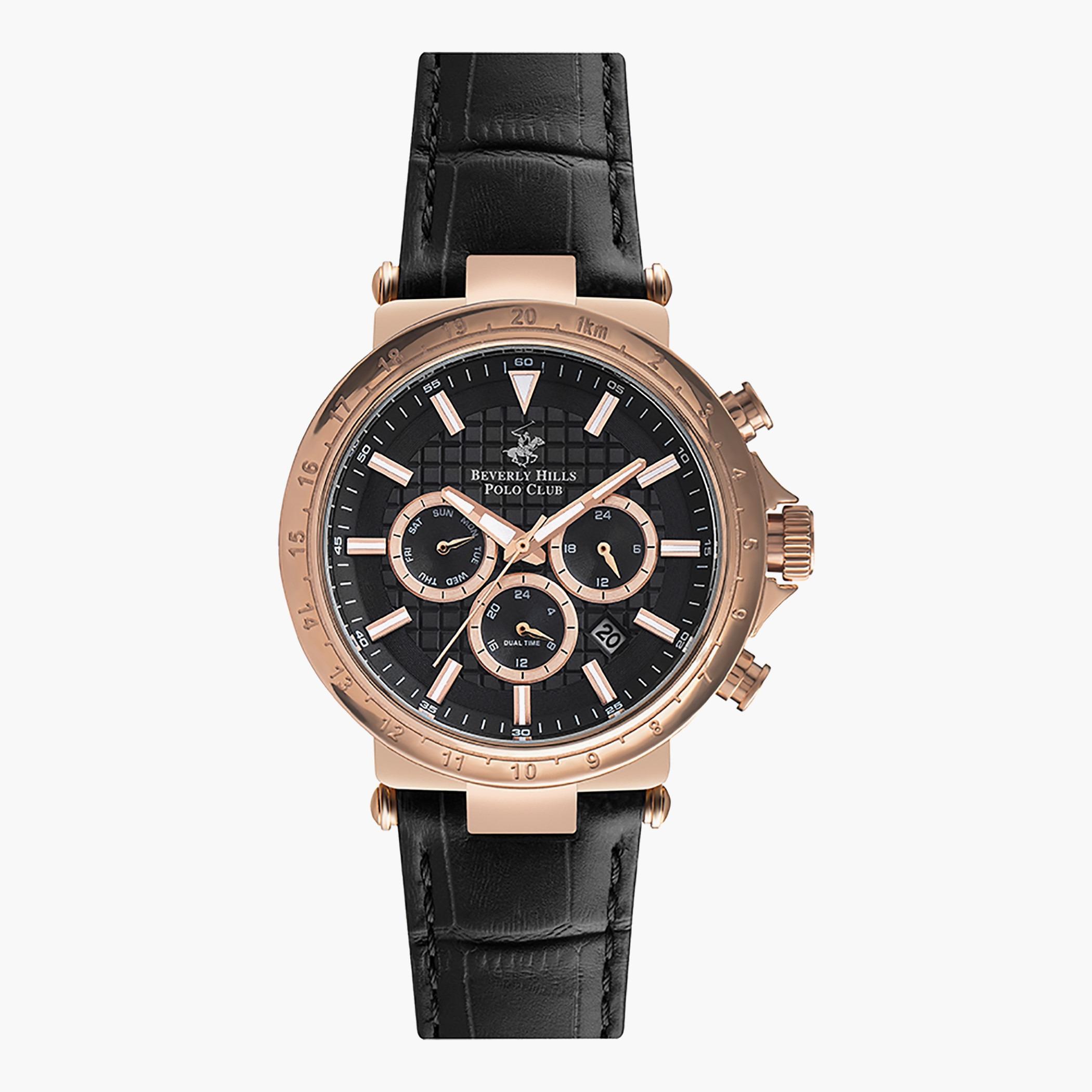 BP3145X.451- راقب حزام جلد كرونوغراف أسود ملك الرجال بيفرلي هيلز بولو كلوب-men-watchesandjewellery-watches-image-1