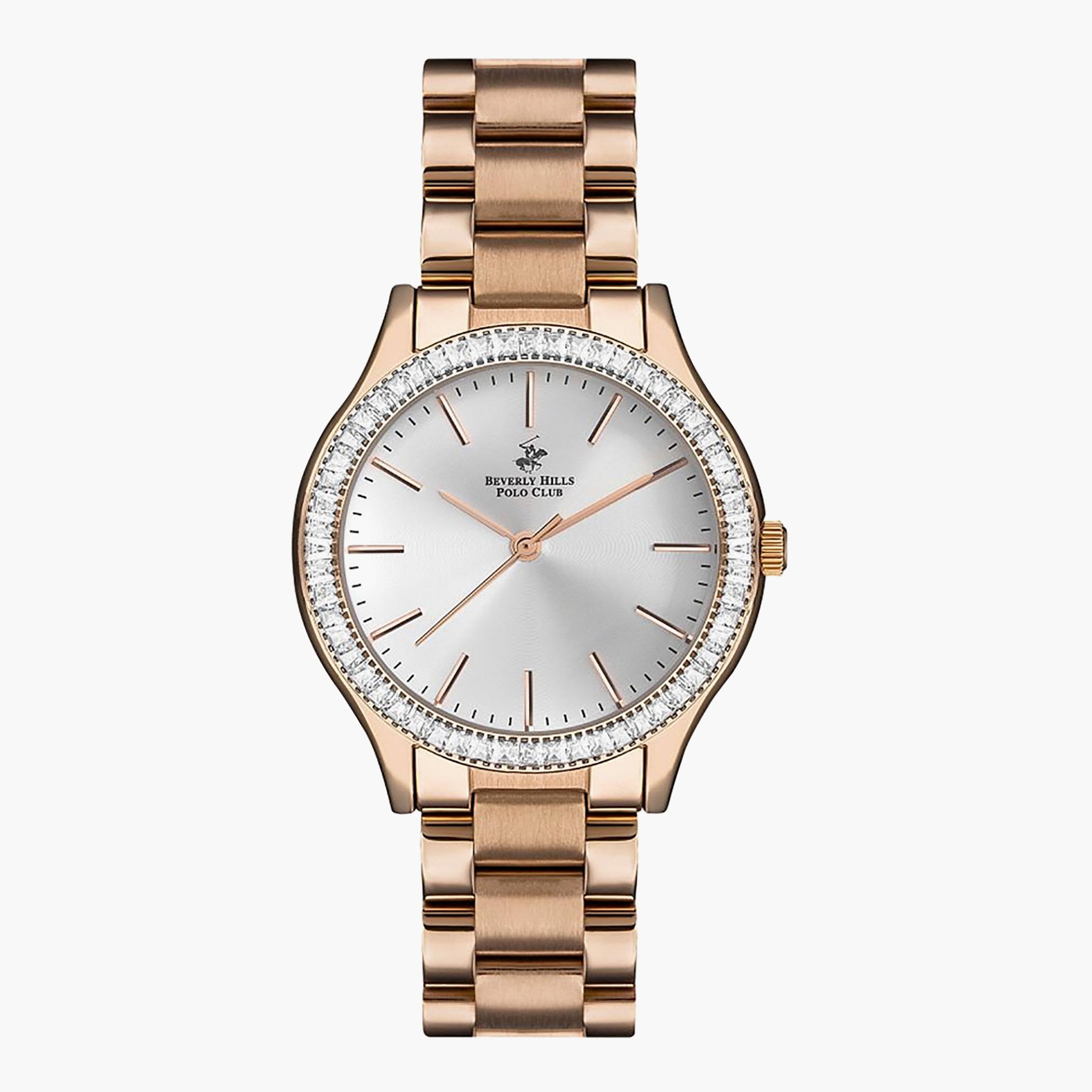 BP3166C.430- راقب حزام معدن تناظرية ذهبي وردي للنساء بيفرلي هيلز بولو كلوب-women-watchesandjewellery-watches-image-1