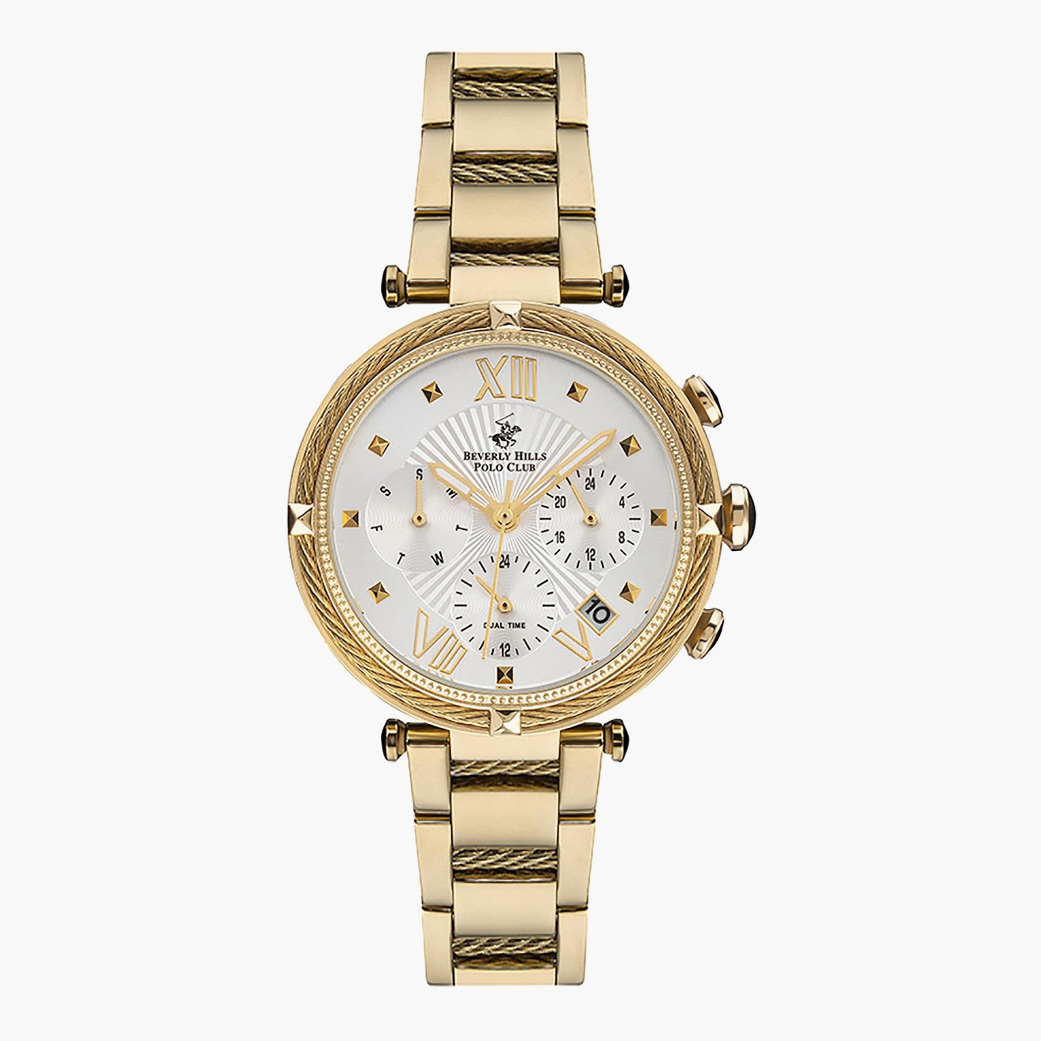 BP3175X.130- راقب حزام معدن كرونوغراف ذهبي للنساء بيفرلي هيلز بولو كلوب-women-watchesandjewellery-watches-image-1