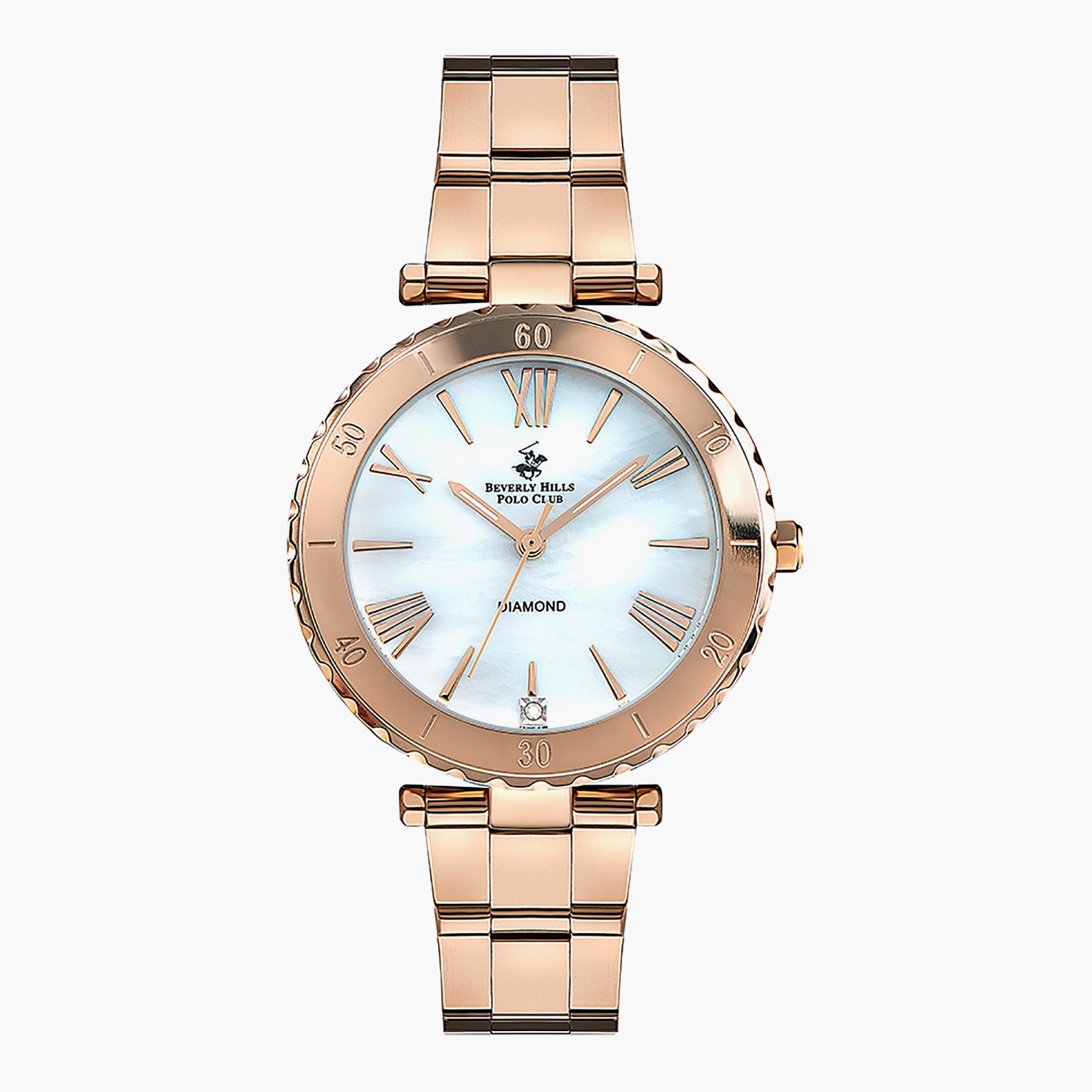 BP3185X.430- راقب حزام معدن تناظرية ذهبي وردي للنساء بيفرلي هيلز بولو كلوب-women-watchesandjewellery-watches-image-1