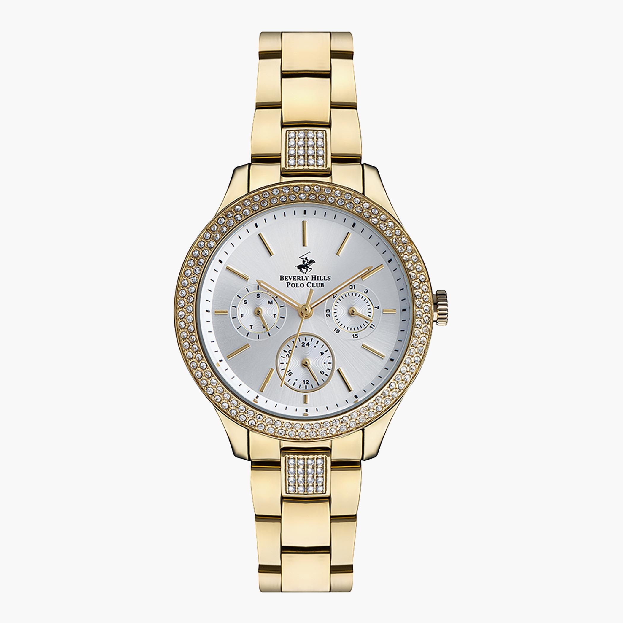 BP3189C.130- راقب حزام معدن تناظرية ذهبي للنساء بيفرلي هيلز بولو كلوب-women-watchesandjewellery-watches-image-1