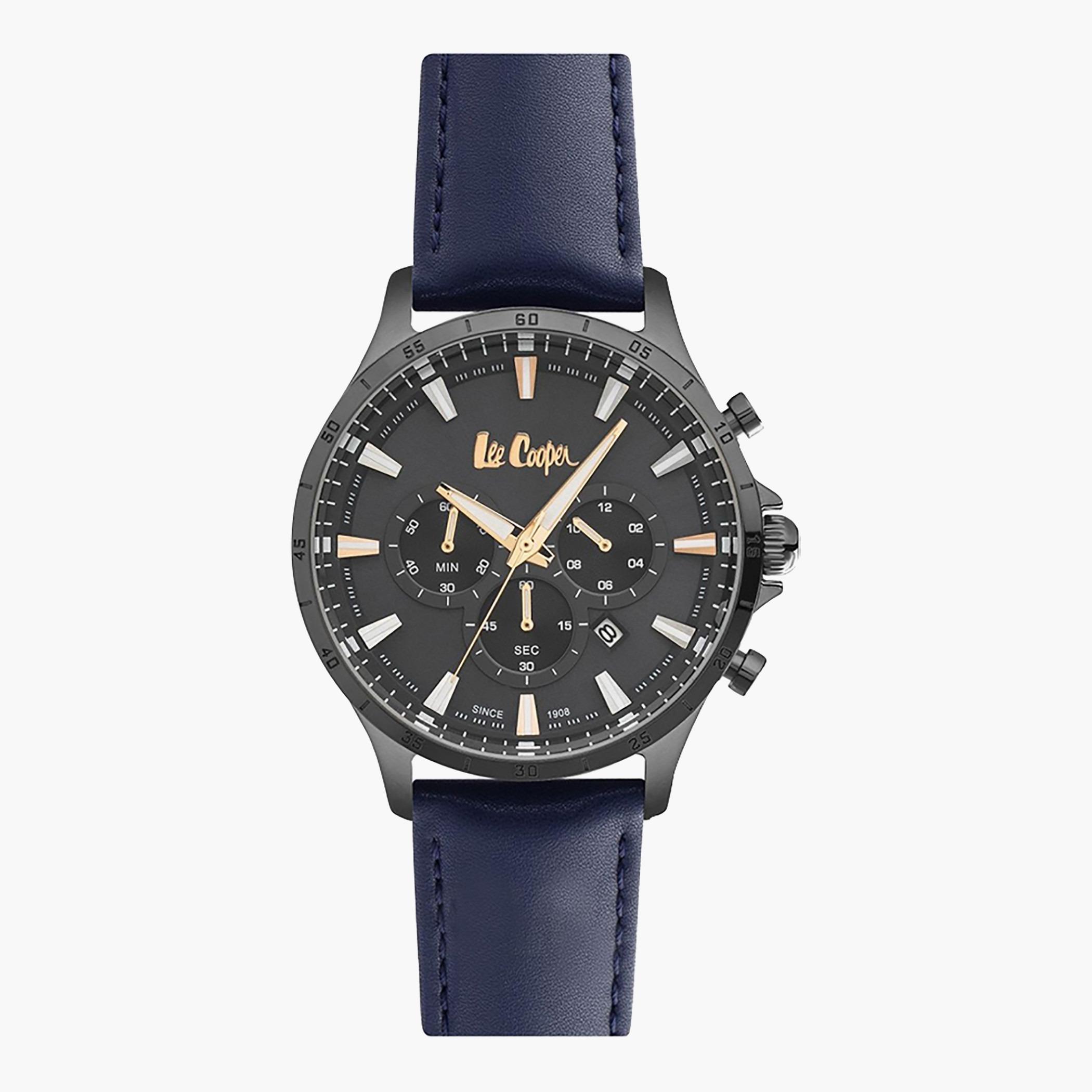 Lee Cooper Men's Blue Chronograph Leather Strap Watch -LC07018.059-men-watchesandjewellery-watches-image-1