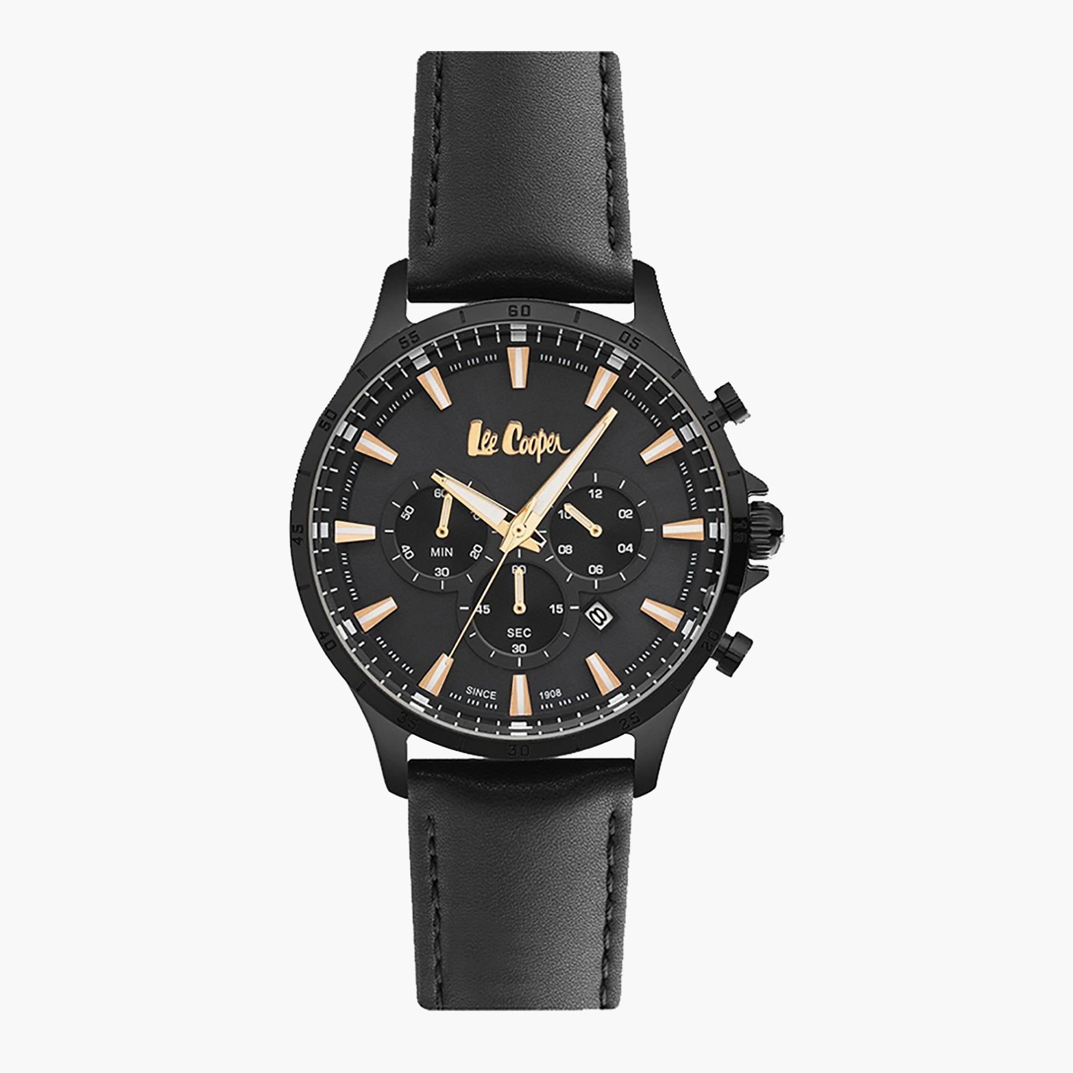 LC07018.651- راقب حزام جلد كرونوغراف أسود ملك الرجال لي كوبر-men-watchesandjewellery-watches-image-1