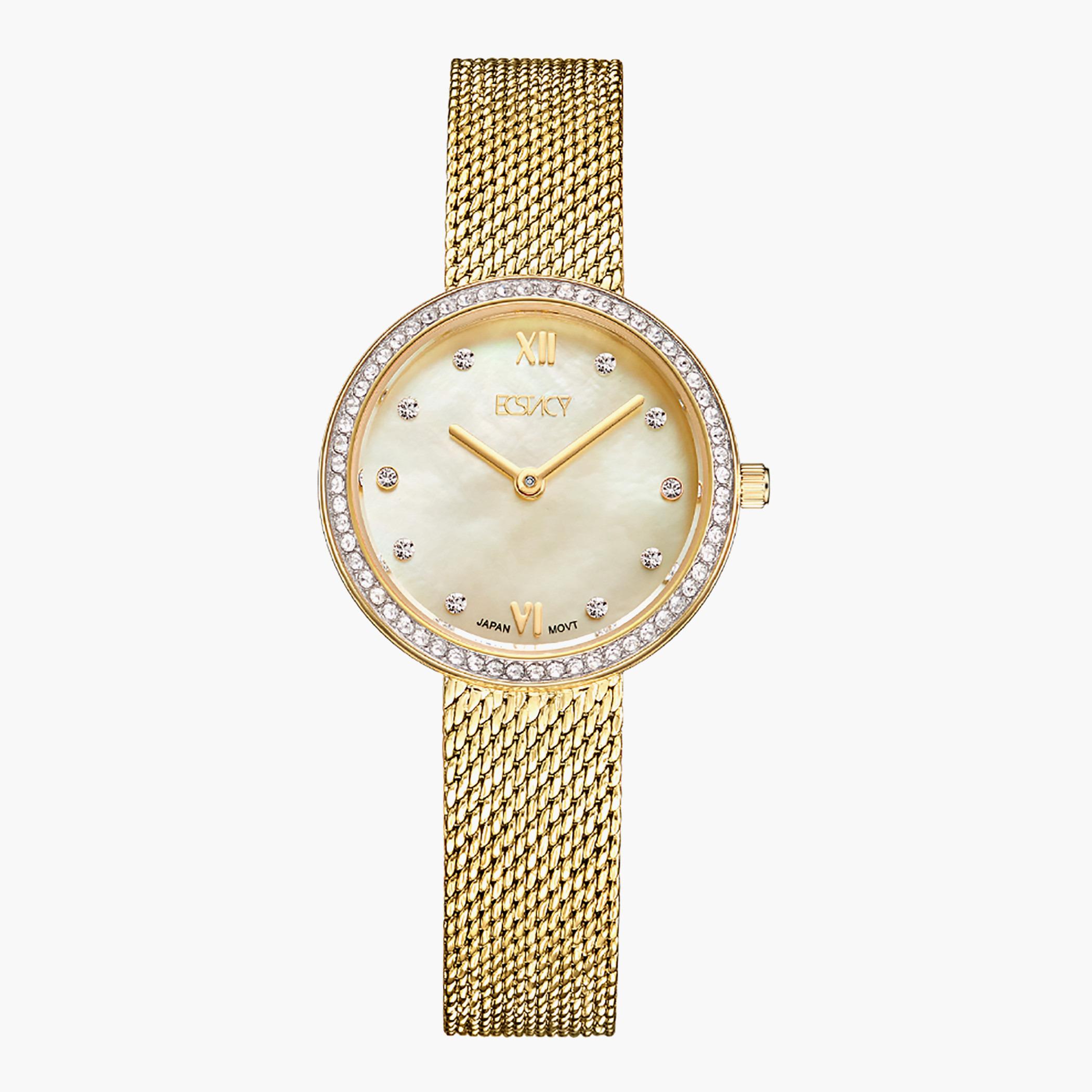 Ecstasy Women's Gold Analog Stainless Steel Strap Watch -E20506-GMGMC-women-watchesandjewellery-watches-image-1