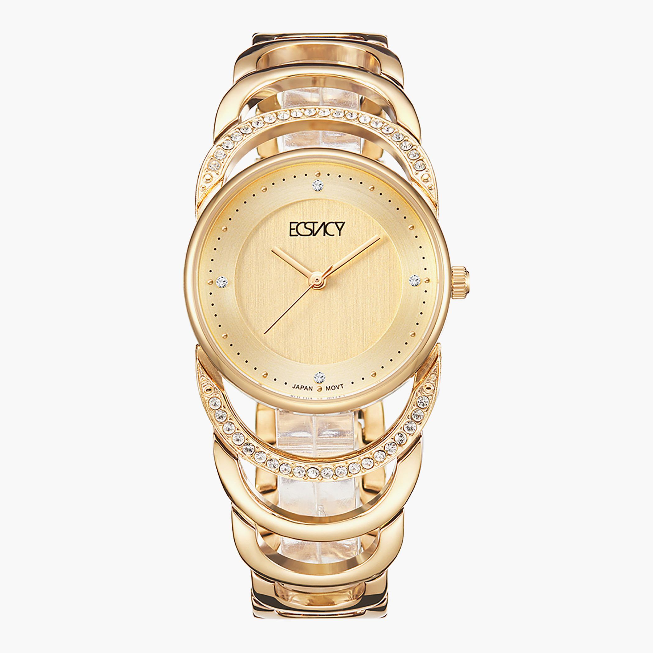 E6508-GBGC- راقب حزام ستانليس ستيل تناظرية ذهبي للنساء اكستازي-women-watchesandjewellery-watches-image-1