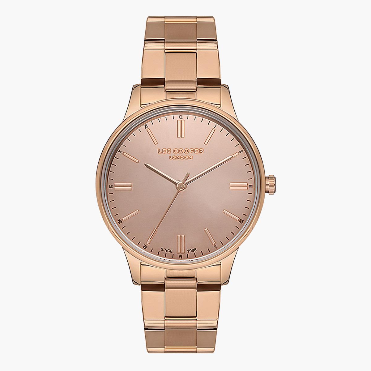 LC07126.410- راقب حزام معدن تناظرية ذهبي وردي للنساء لي كوبر-women-watchesandjewellery-watches-image-1