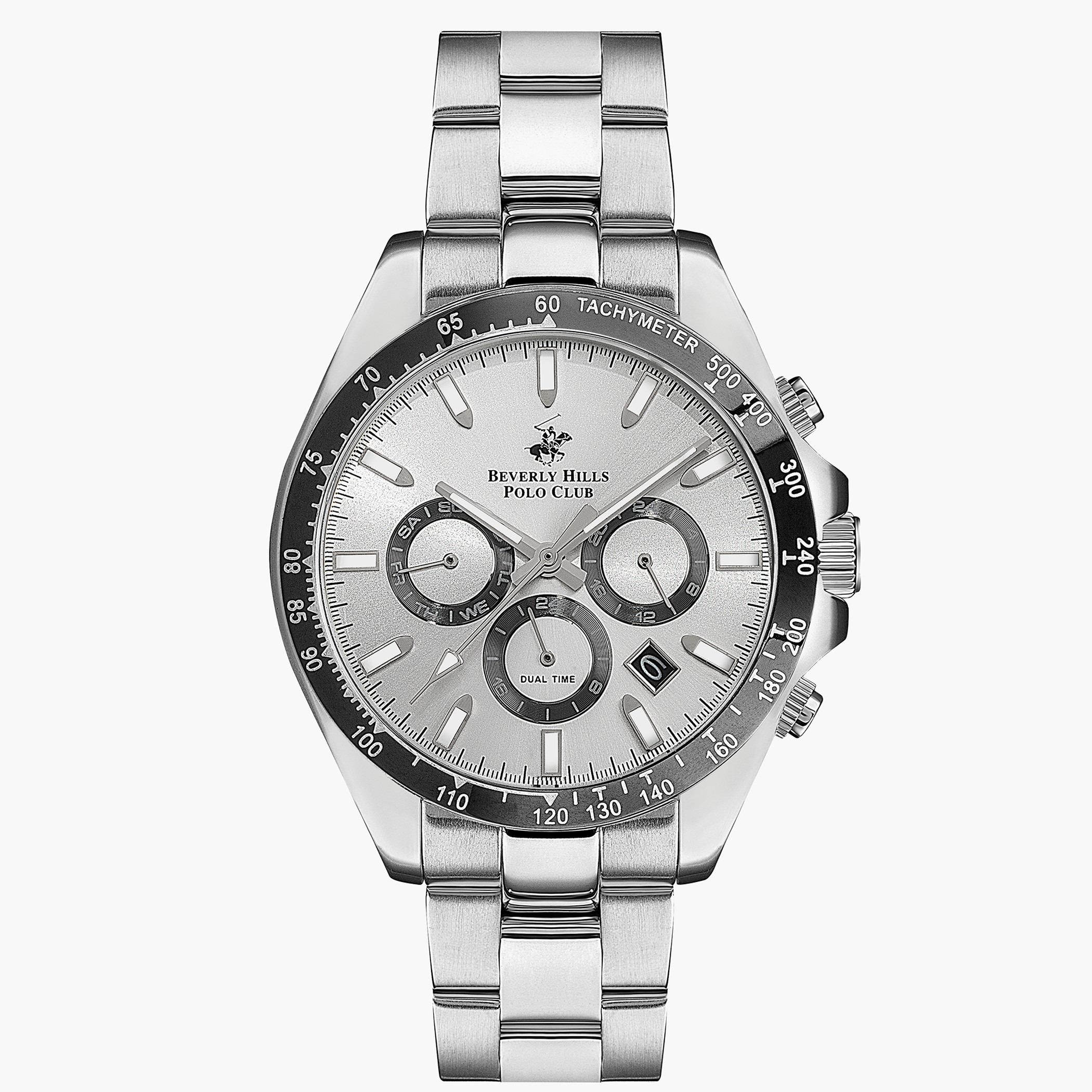 Beverly Hills Polo Club Men Metal Silver Strap Chronograph Watch - BP3127X.330-men-watchesandjewellery-watches-image-1