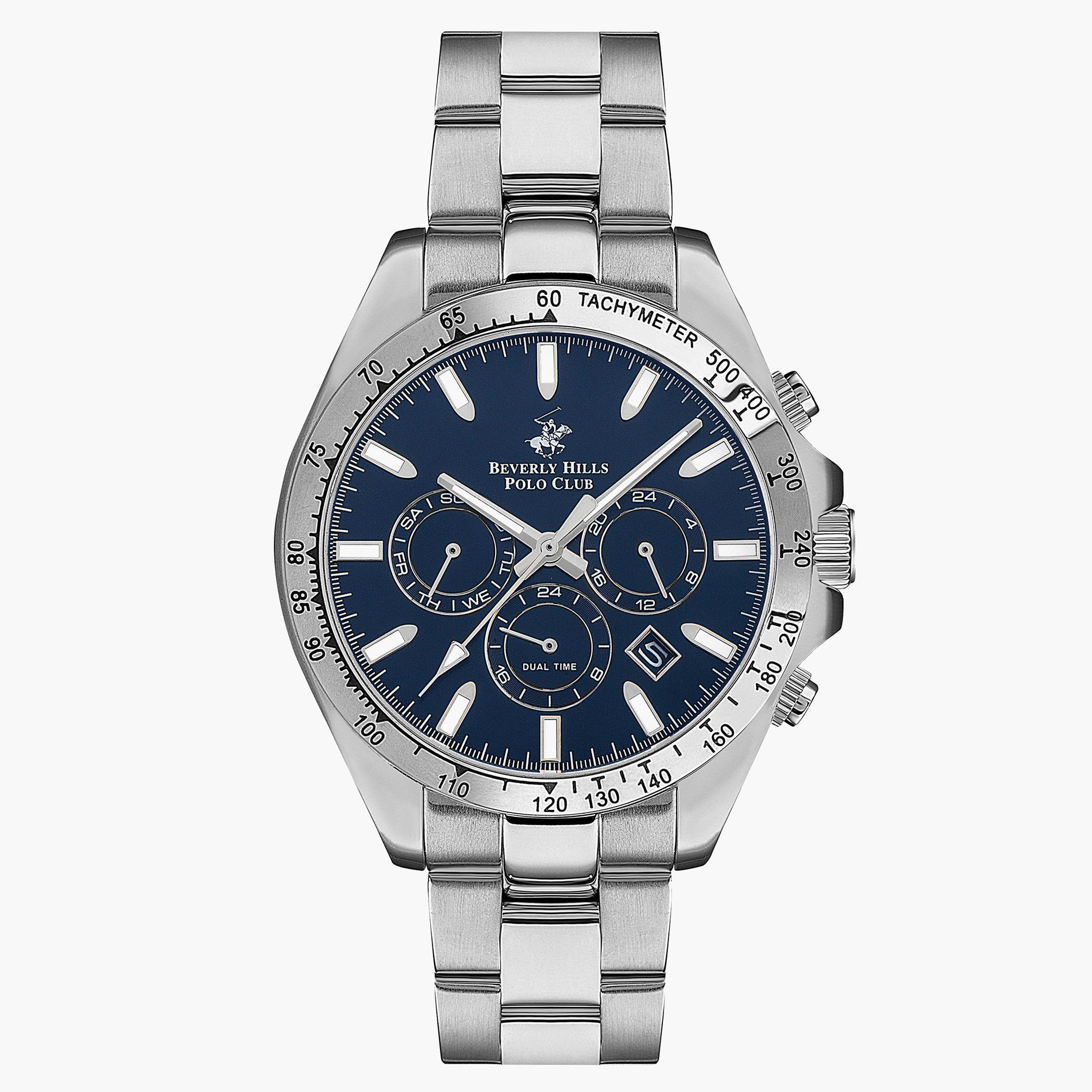Beverly Hills Polo Club Men Silver Metal Strap Chronograph Watch - BP3127X.390-men-watchesandjewellery-watches-image-1
