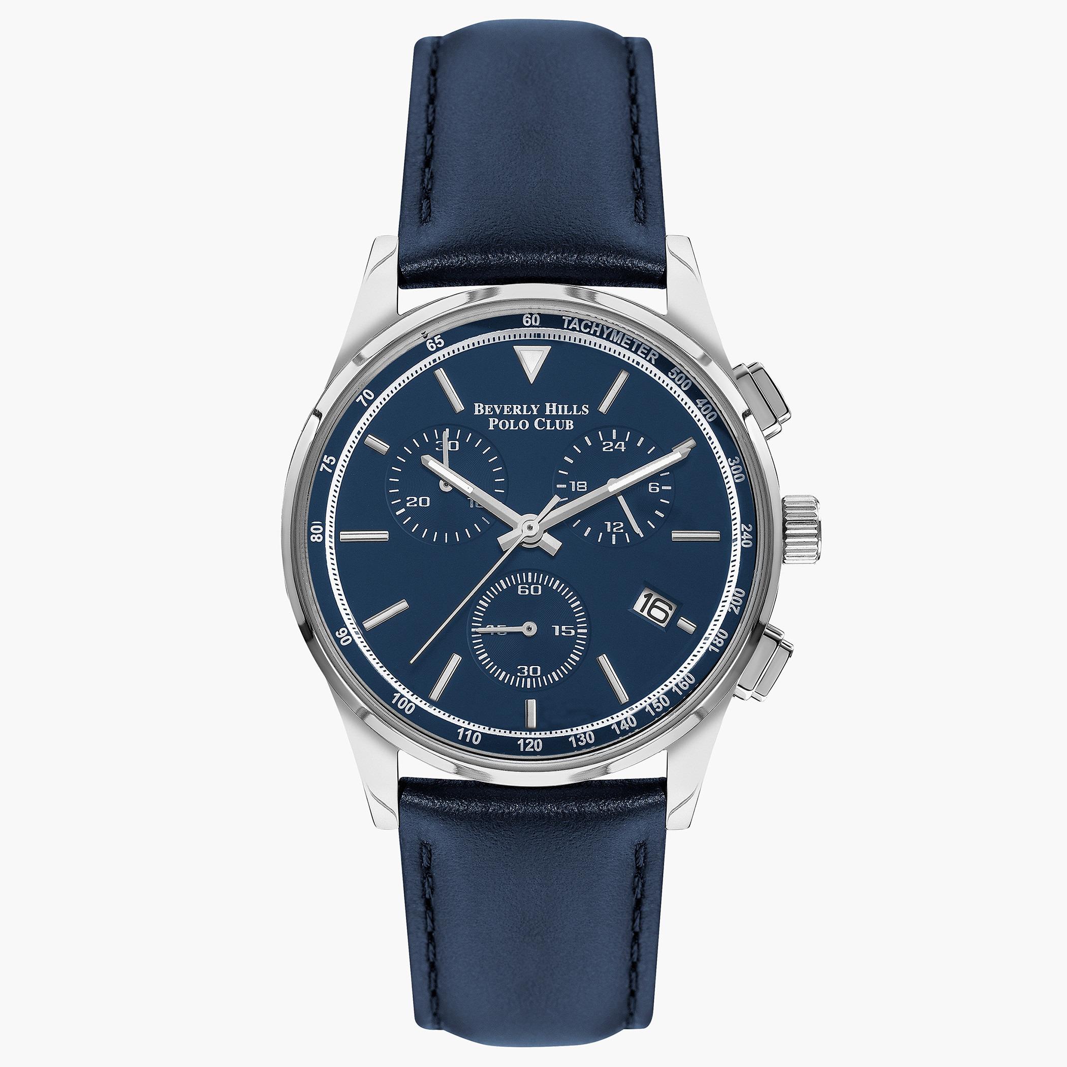 Beverly Hills Polo Club Men Leather Blue Strap Chronograph Watch - BP3215X.399-men-watchesandjewellery-watches-image-1