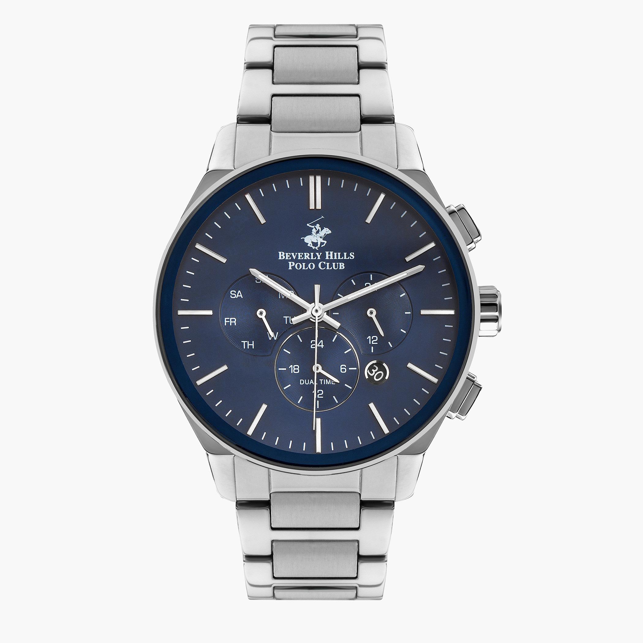 Beverly Hills Polo Club Men Metal Silver Strap Chronograph Watch - BP3223X.390-men-watchesandjewellery-watches-image-1
