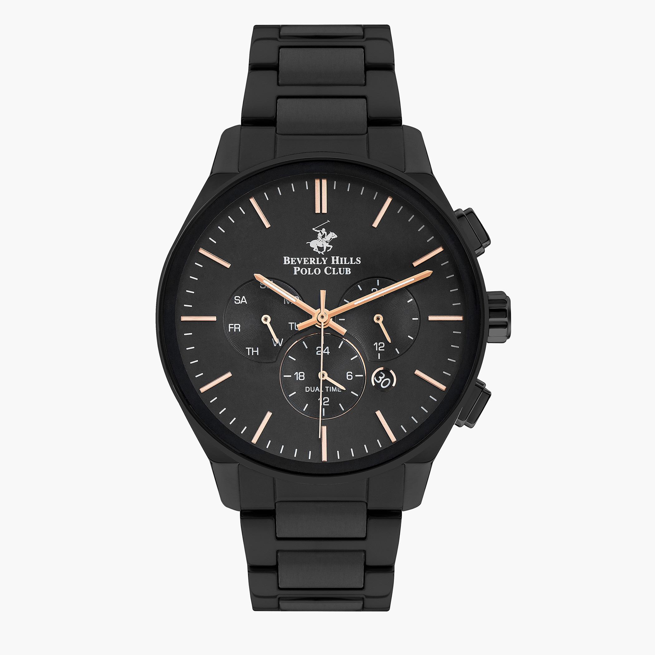 ساعة بيفرلي هيلز بولو كلوب للرجال بسوار معدني أسود مع كرونوغراف - BP3223X.450-men-watchesandjewellery-watches-image-1