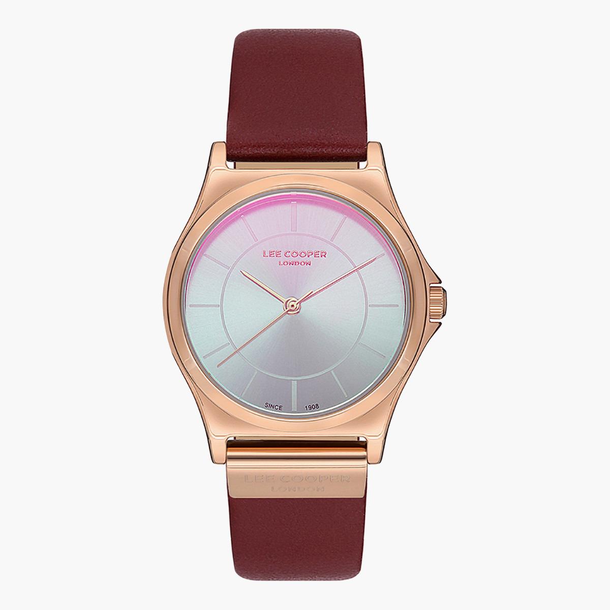 LC07180.430- راقب حزام جلد تناظرية أحمر للنساء لي كوبر-women-watchesandjewellery-watches-image-1