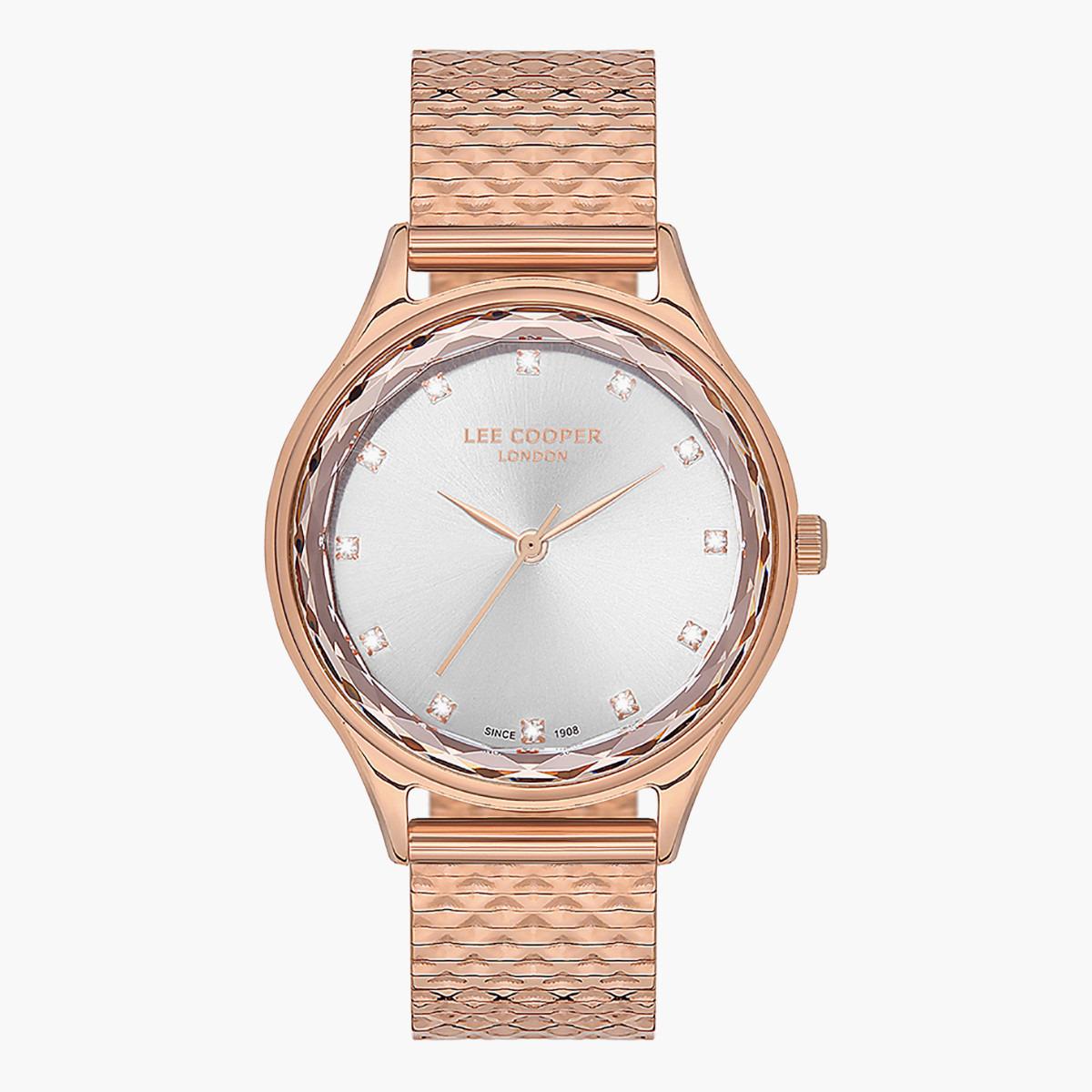 LC07122.430- راقب حزام معدن تناظرية ذهبي وردي للنساء لي كوبر-women-watchesandjewellery-watches-image-1