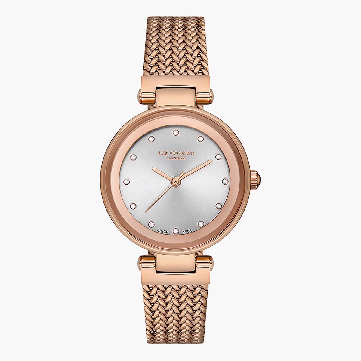 LC07137.430- راقب حزام شبكة تناظرية ذهبي وردي للنساء لي كوبر-women-watchesandjewellery-watches-image-1