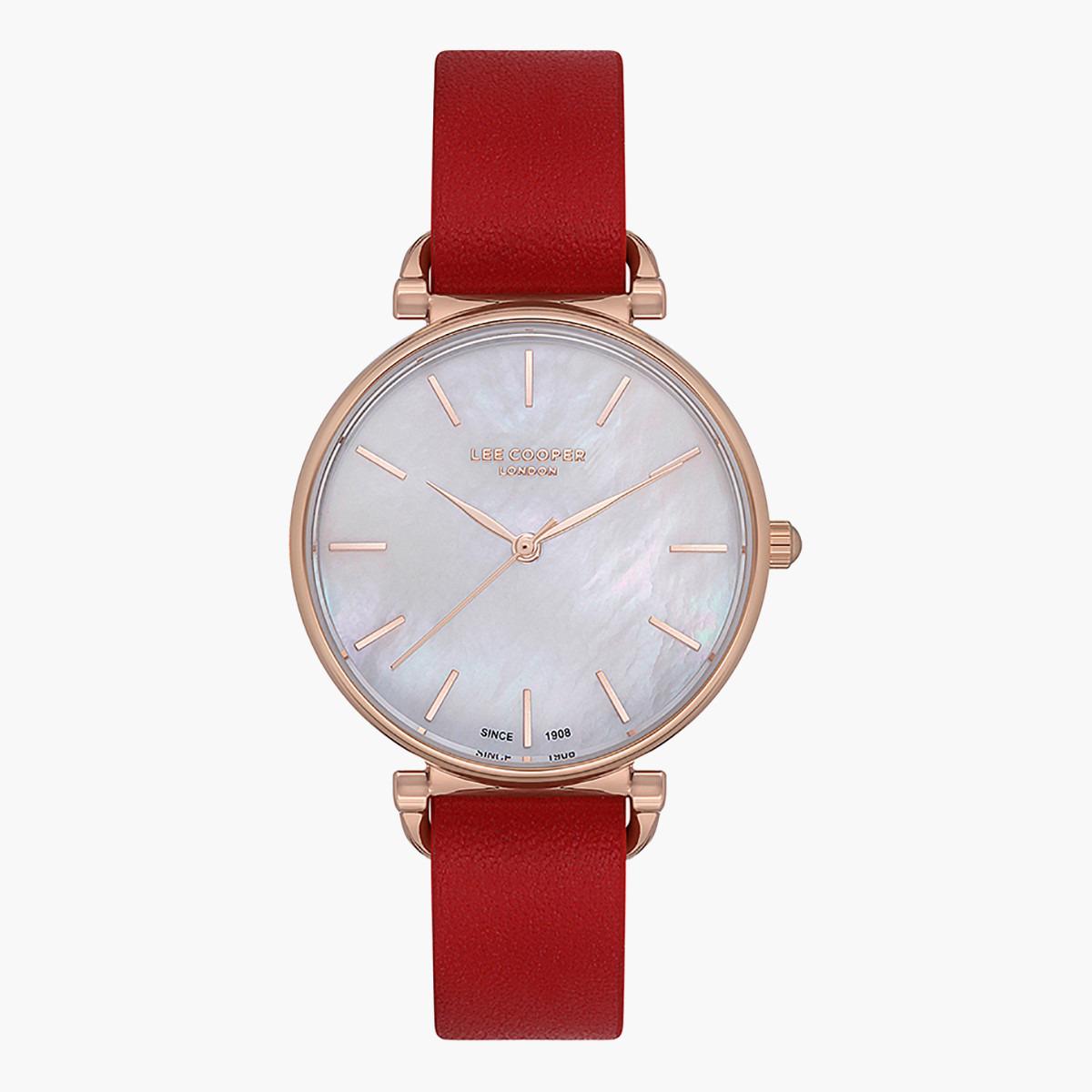 LC07201.428- راقب حزام جلد تناظرية أحمر للنساء لي كوبر-women-watchesandjewellery-watches-image-1