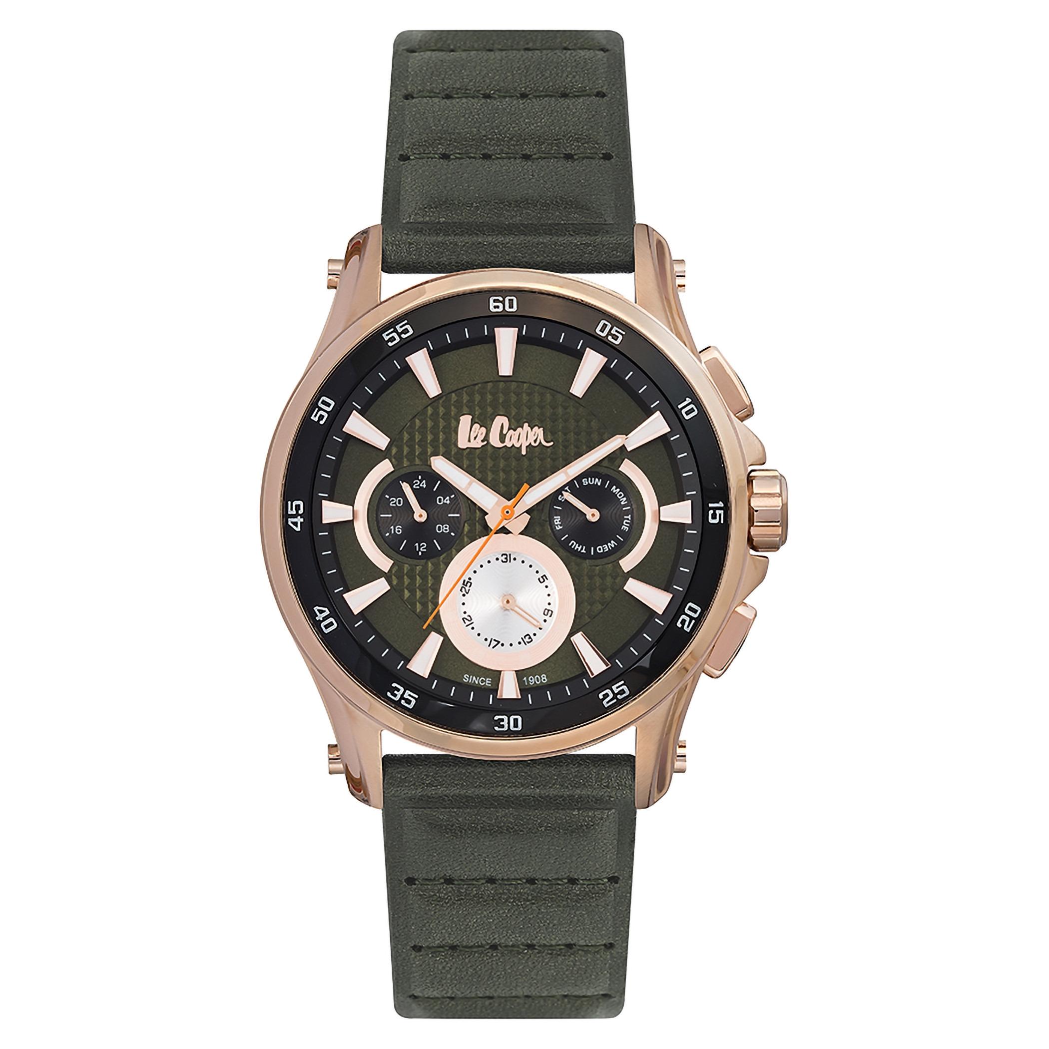 ساعة لي كوبر للرجال بسوار جلدي أخضر كرونوغراف - LC06540.475-men-watchesandjewellery-watches-image-1