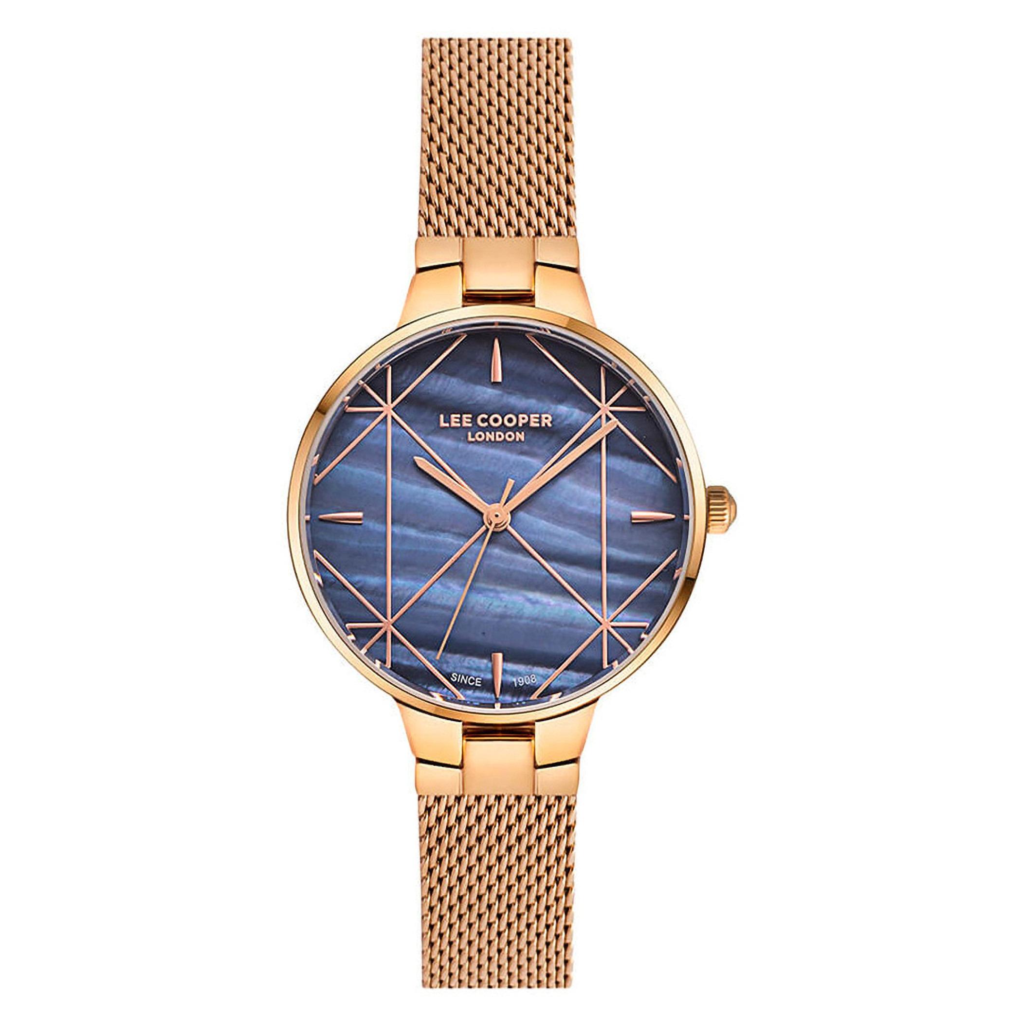 ساعة لي كوبر للنساء بسوار شبكي وردي ذهبي انالوج - LC07036.490-women-watchesandjewellery-watches-image-1
