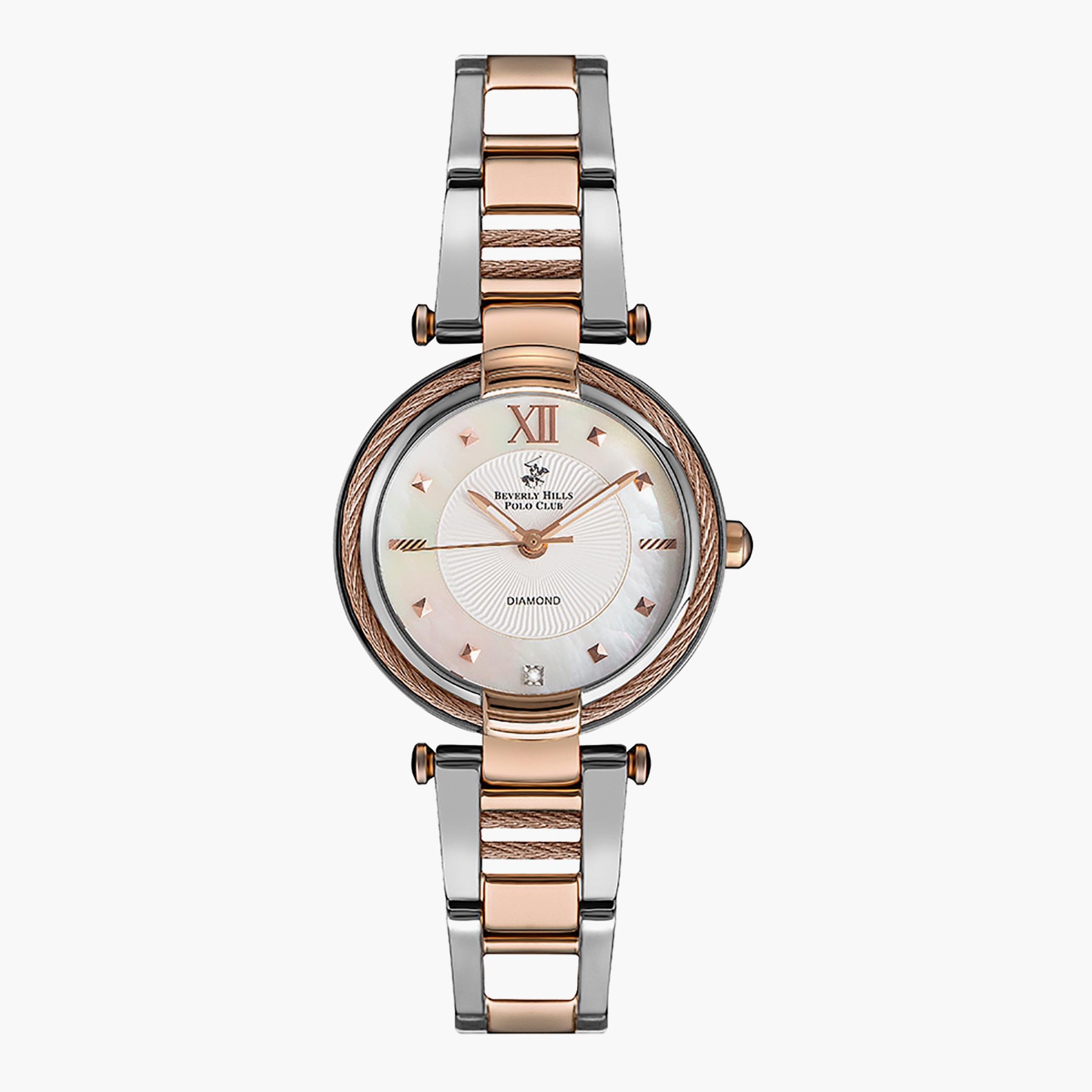 ساعة انالوج من بيفرلي هيلز بولو كلوب بسوار فضي وذهبي وردي للنساء - BP3177X.520-women-watchesandjewellery-watches-image-1