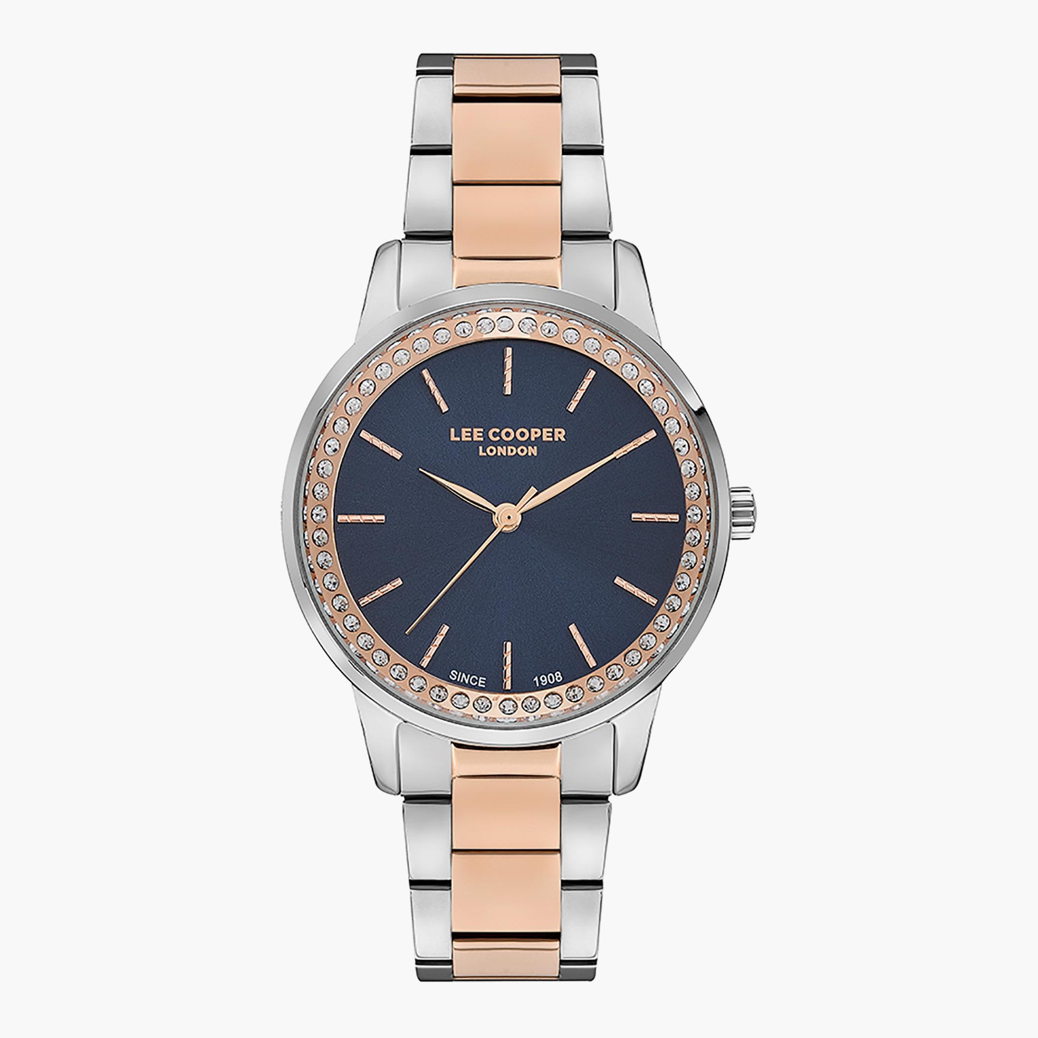 LC07229.590- راقب حزام معدن تناظرية الفضة والذهب للنساء لي كوبر-women-watchesandjewellery-watches-image-1