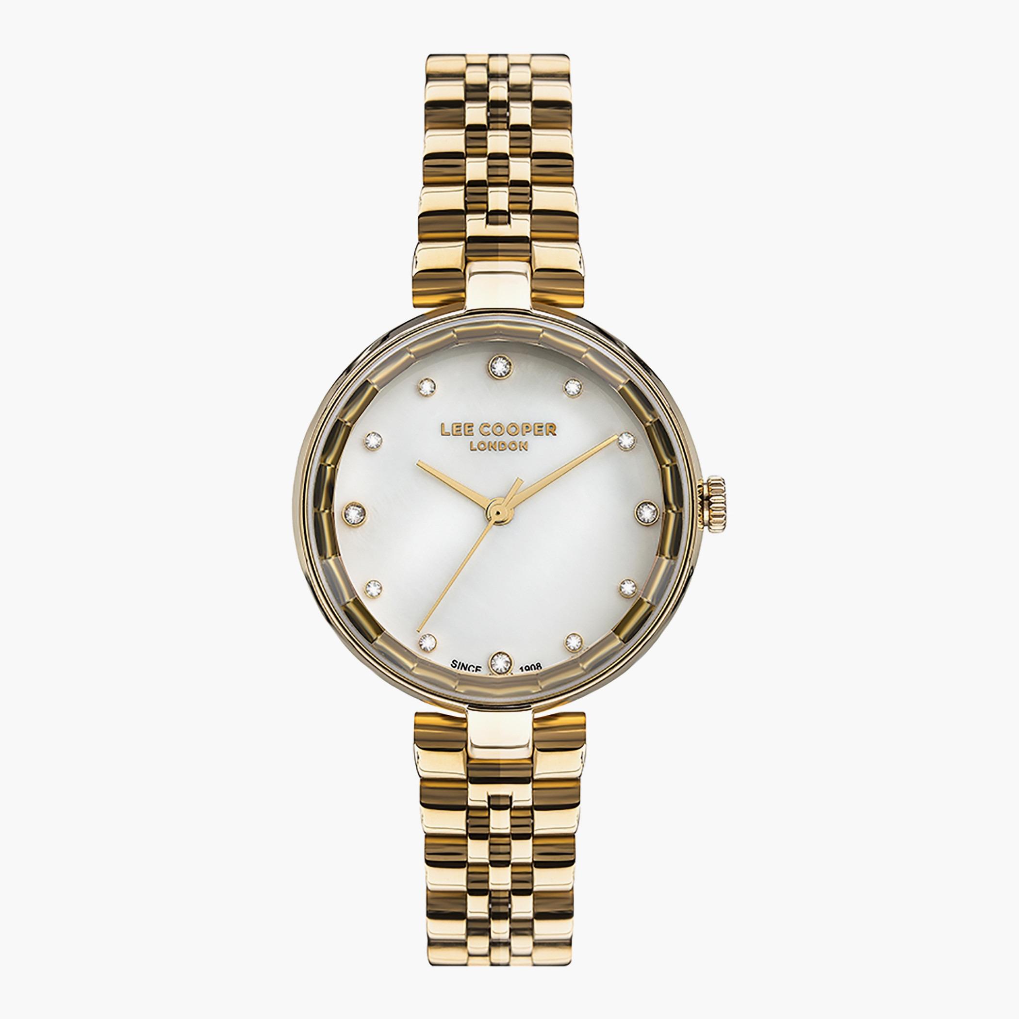 LC07245.120- راقب حزام معدن تناظرية ذهبي للنساء لي كوبر-women-watchesandjewellery-watches-image-1