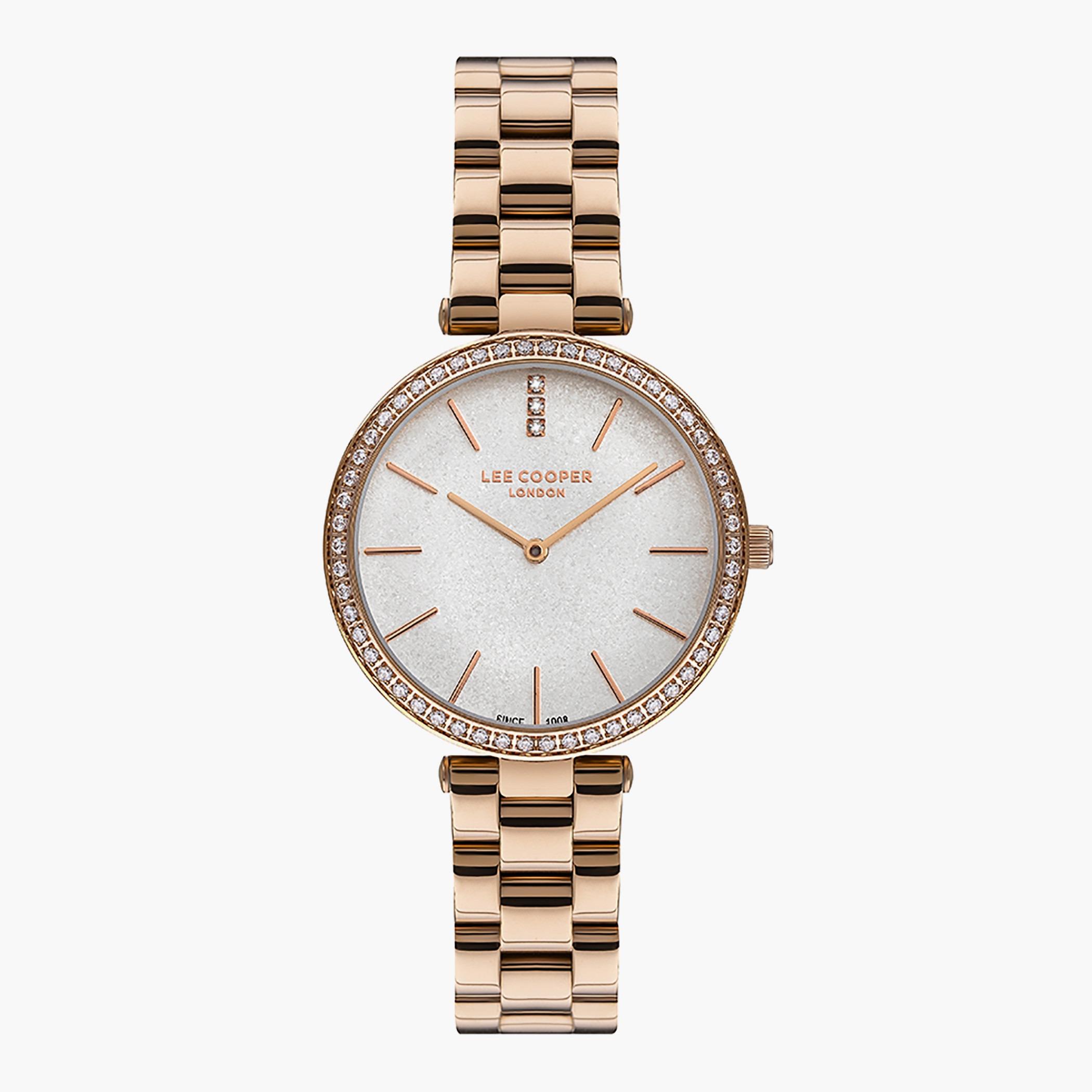 LC07295.430- راقب حزام معدن تناظرية ذهبي وردي للنساء لي كوبر-women-watchesandjewellery-watches-image-1