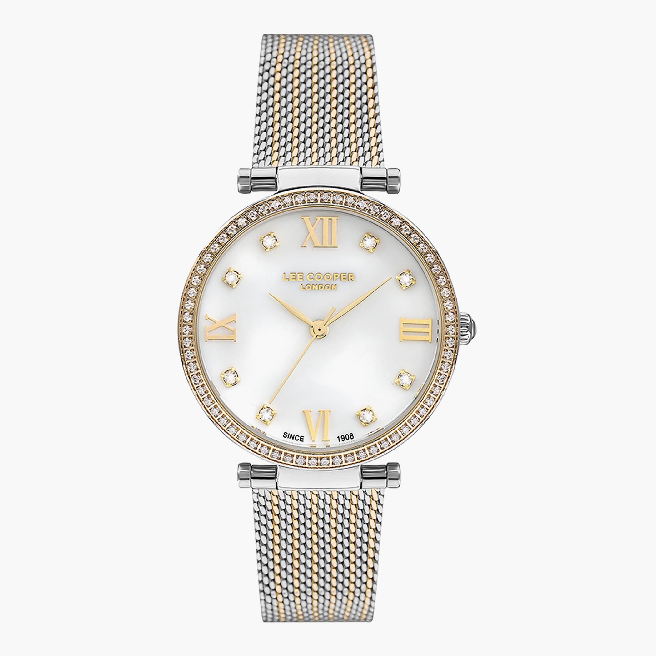 Lee Cooper Women Mesh Silver & Gold Strap Analog Watch - LC07309.220-women-watchesandjewellery-watches-image-1