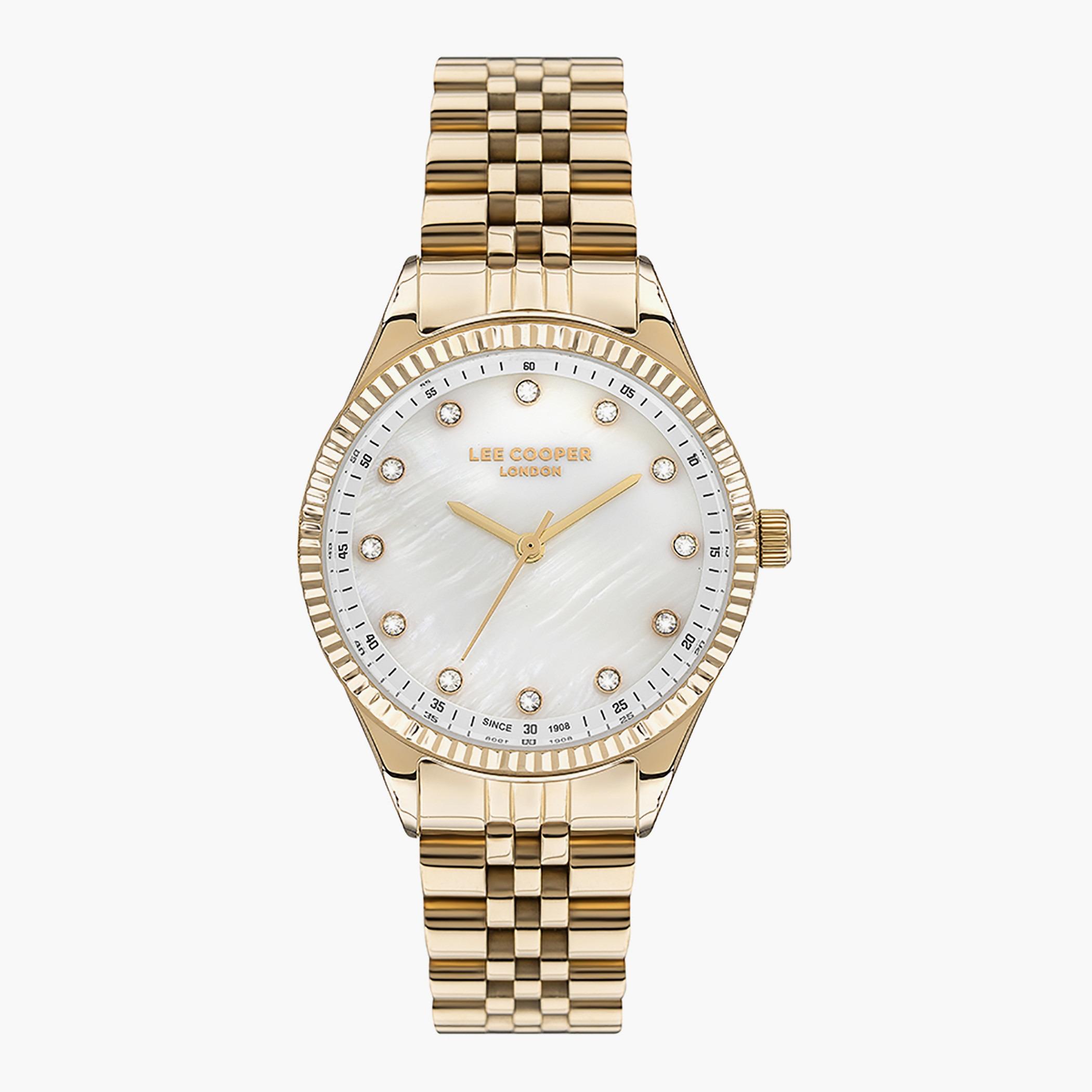 LC07310.120- راقب حزام معدن تناظرية ذهبي للنساء لي كوبر-women-watchesandjewellery-watches-image-1